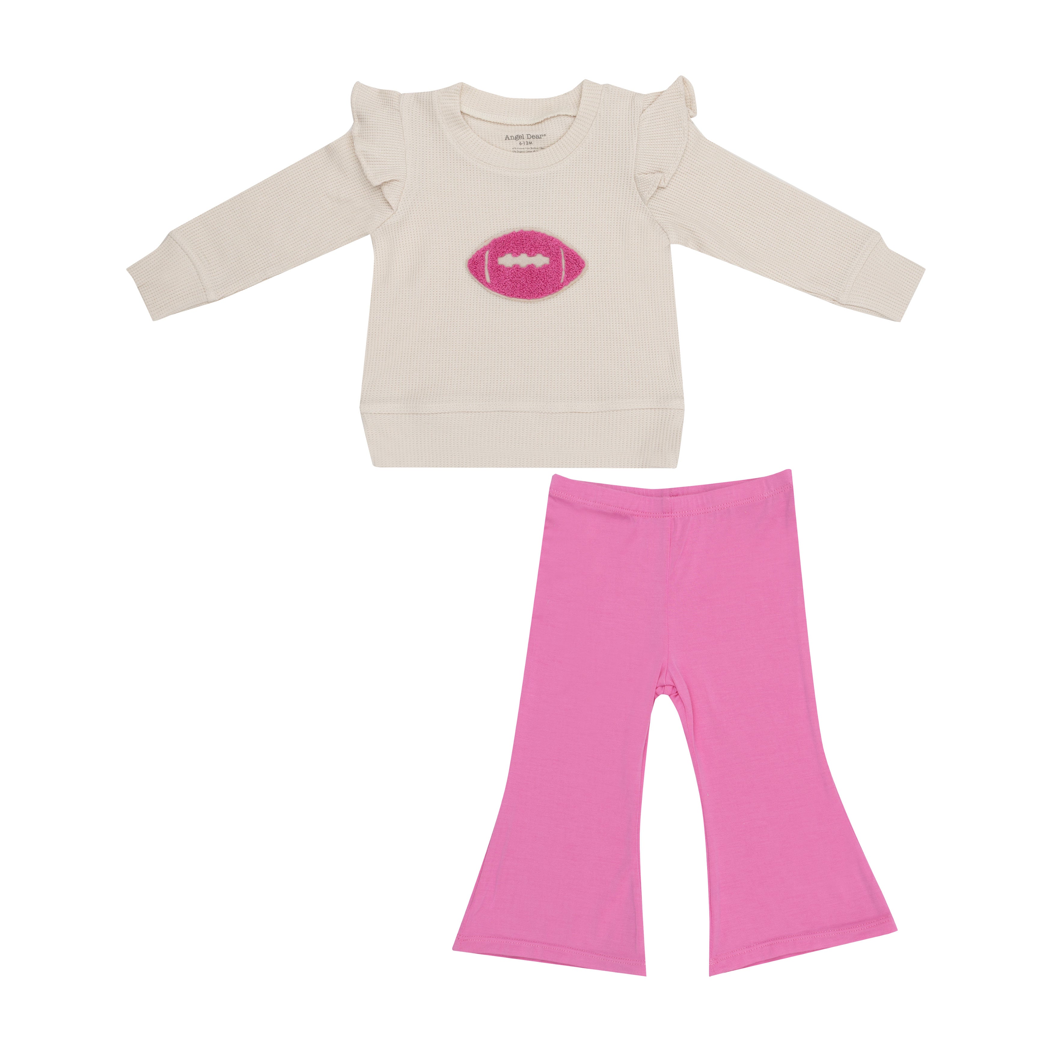 Ruffle Sweatshirt + Pink Bamboo Baby Bells - Footballs Waffle