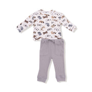 Drop Sleeve Waffle Top With Waffle Jogger