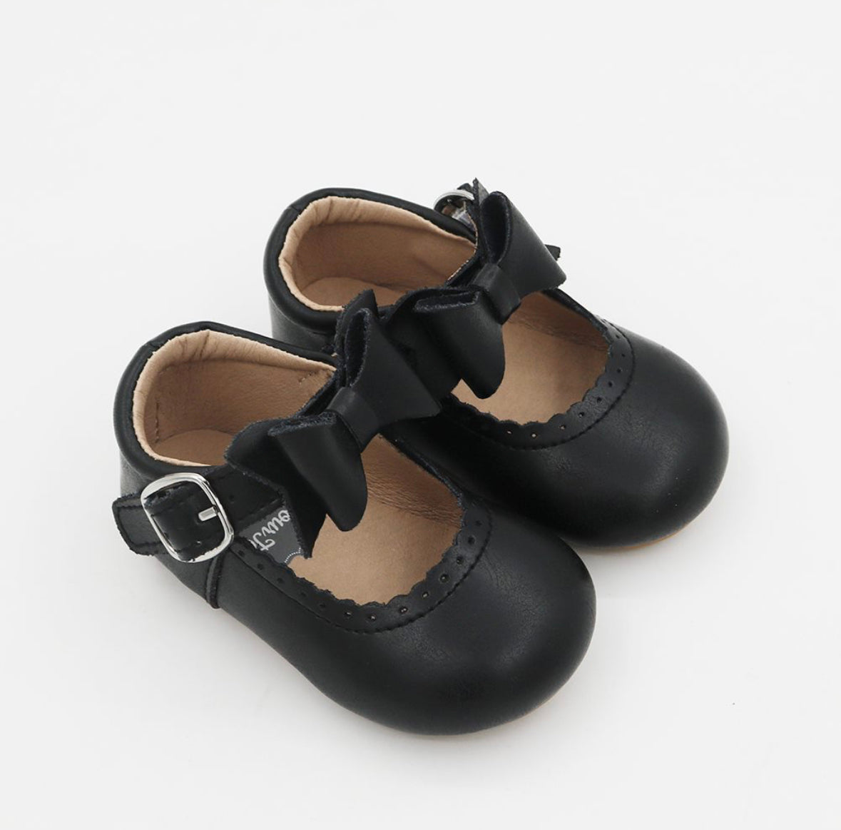 Bow Mary Jane - Black Smooth Leather