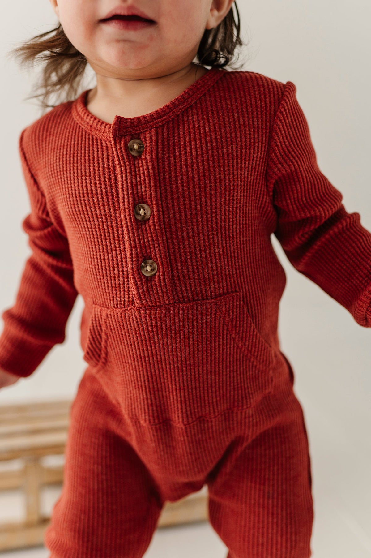 Waffle Romper In Berry Red