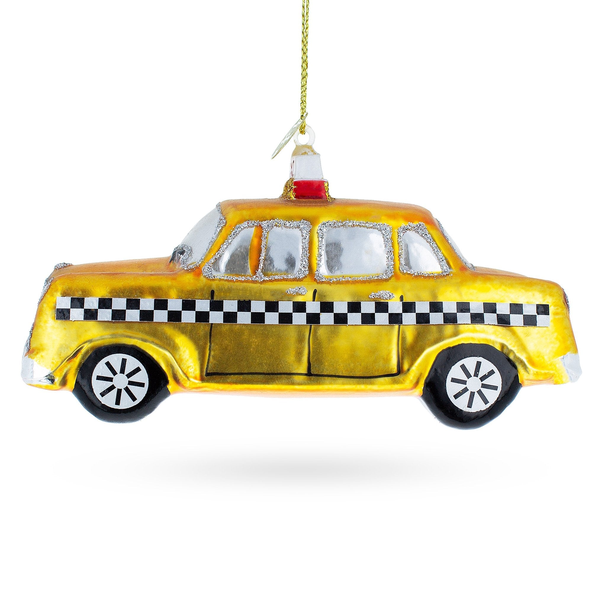 New York Yellow Taxi Blown Glass Christmas Ornament