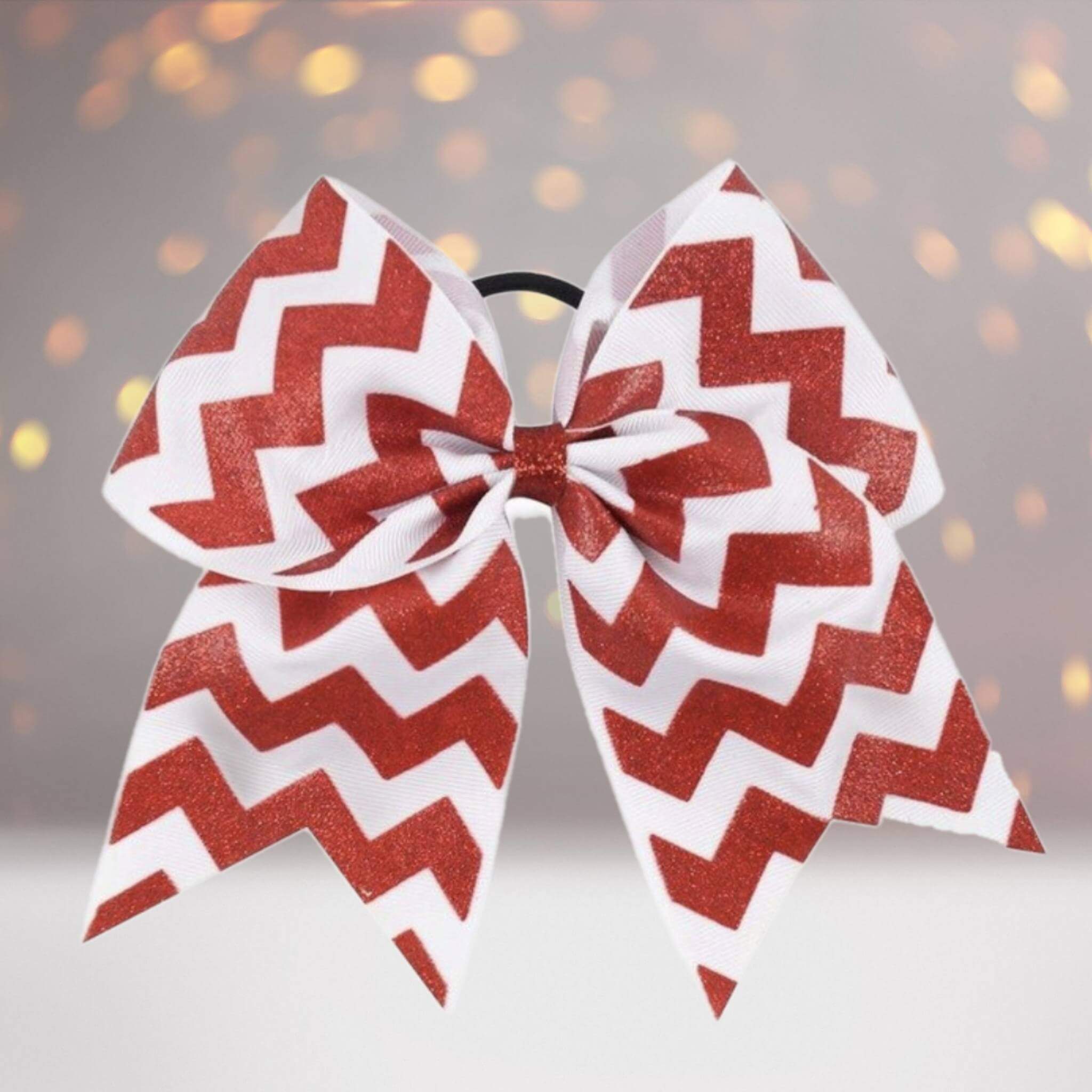 6.5  Glitter Chevron Gross Grain Christmas Cheer Bow