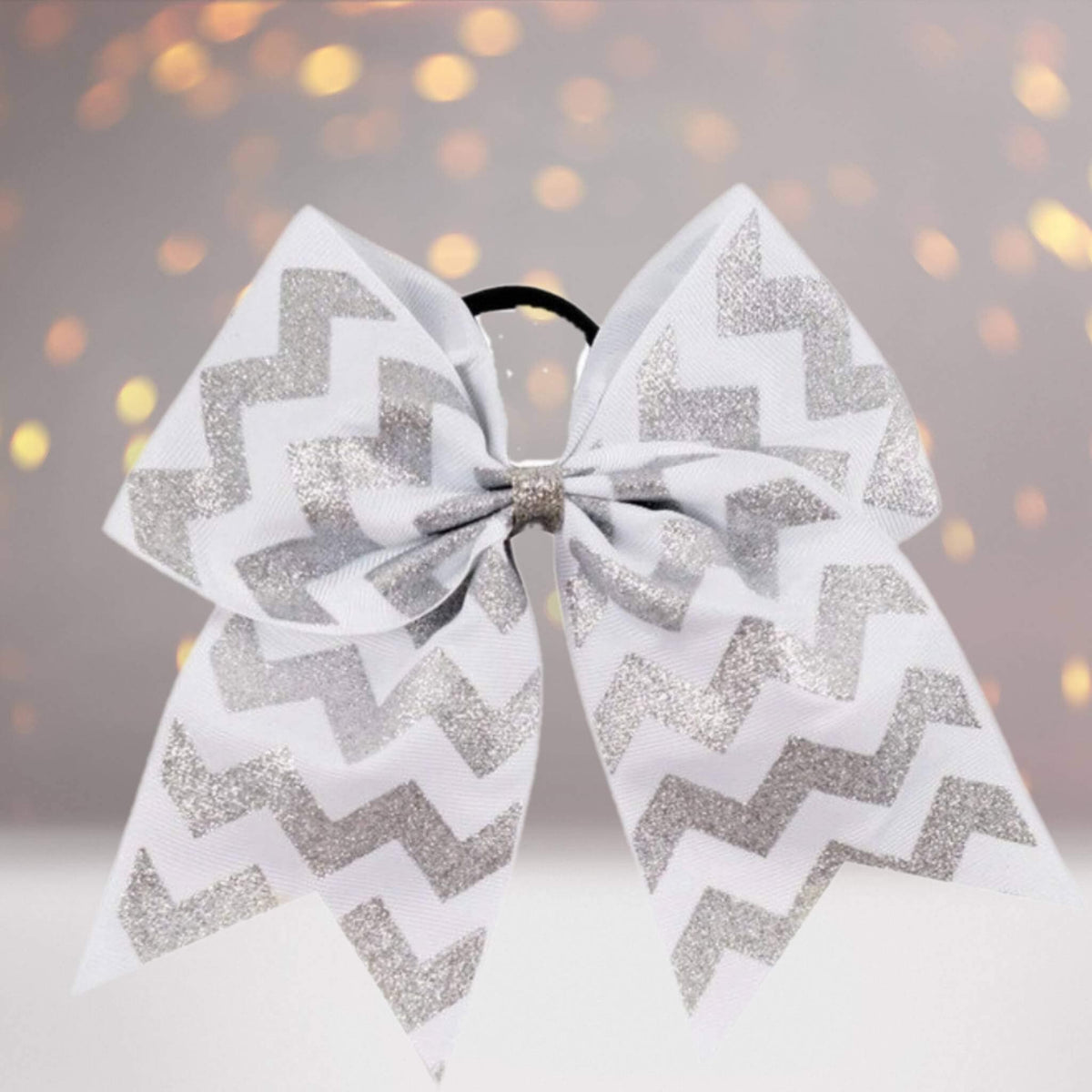 6.5  Glitter Chevron Gross Grain Christmas Cheer Bow