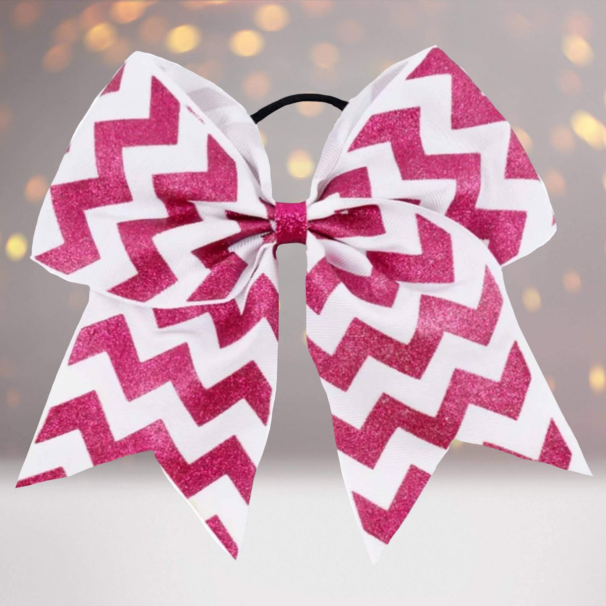 6.5  Glitter Chevron Gross Grain Christmas Cheer Bow