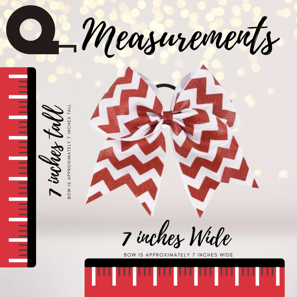 6.5  Glitter Chevron Gross Grain Christmas Cheer Bow