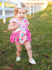 Colorful Floral Ruffle Baby Girls Romper
