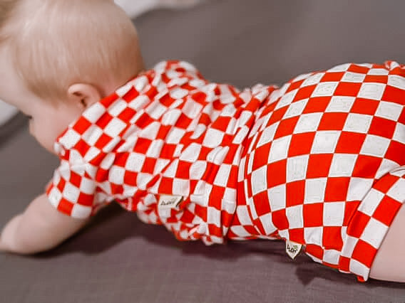 Orange Retro Checkered Summer Lounge Set