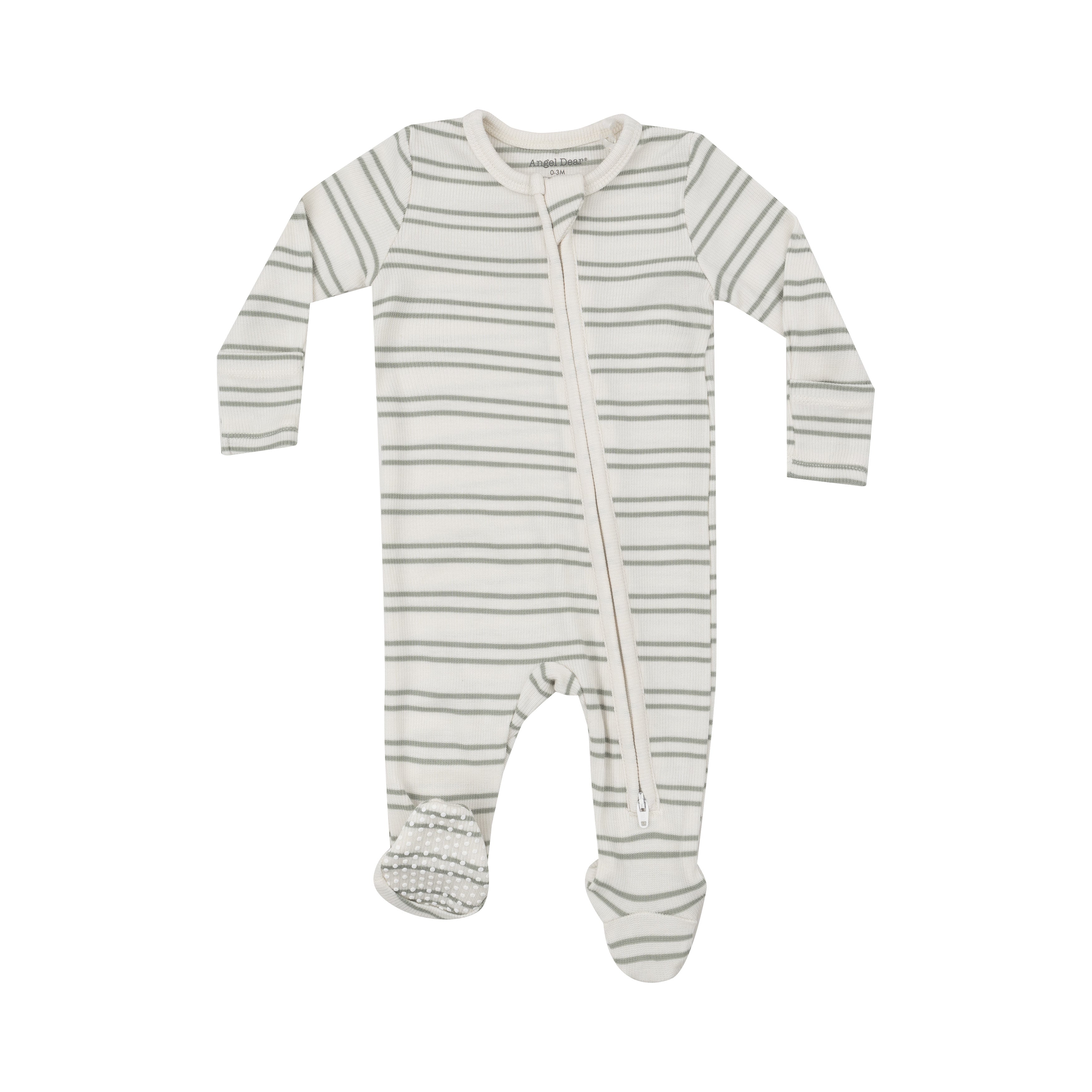 2 Way Zipper Footie - Modal Rib Stripe - Desert Sage