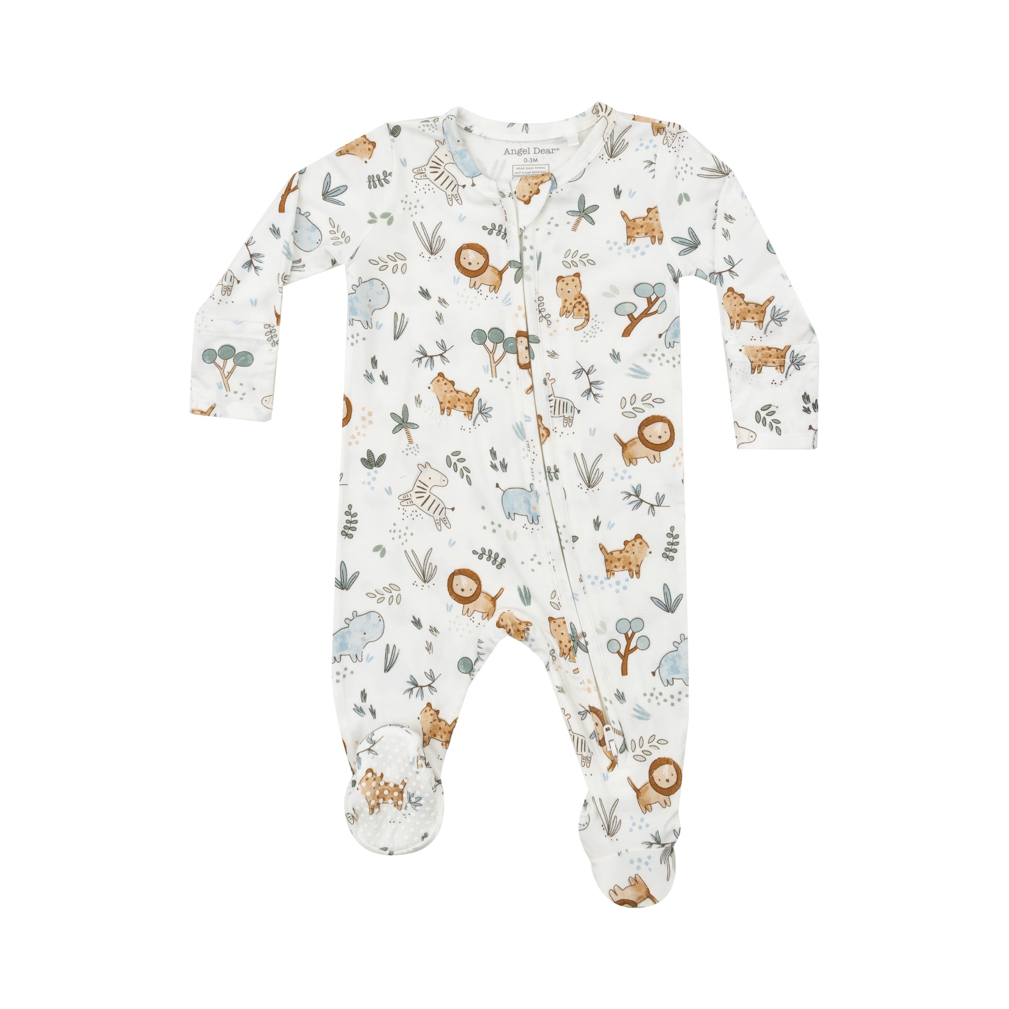 2 Way Zipper Footie - Delicate Safari