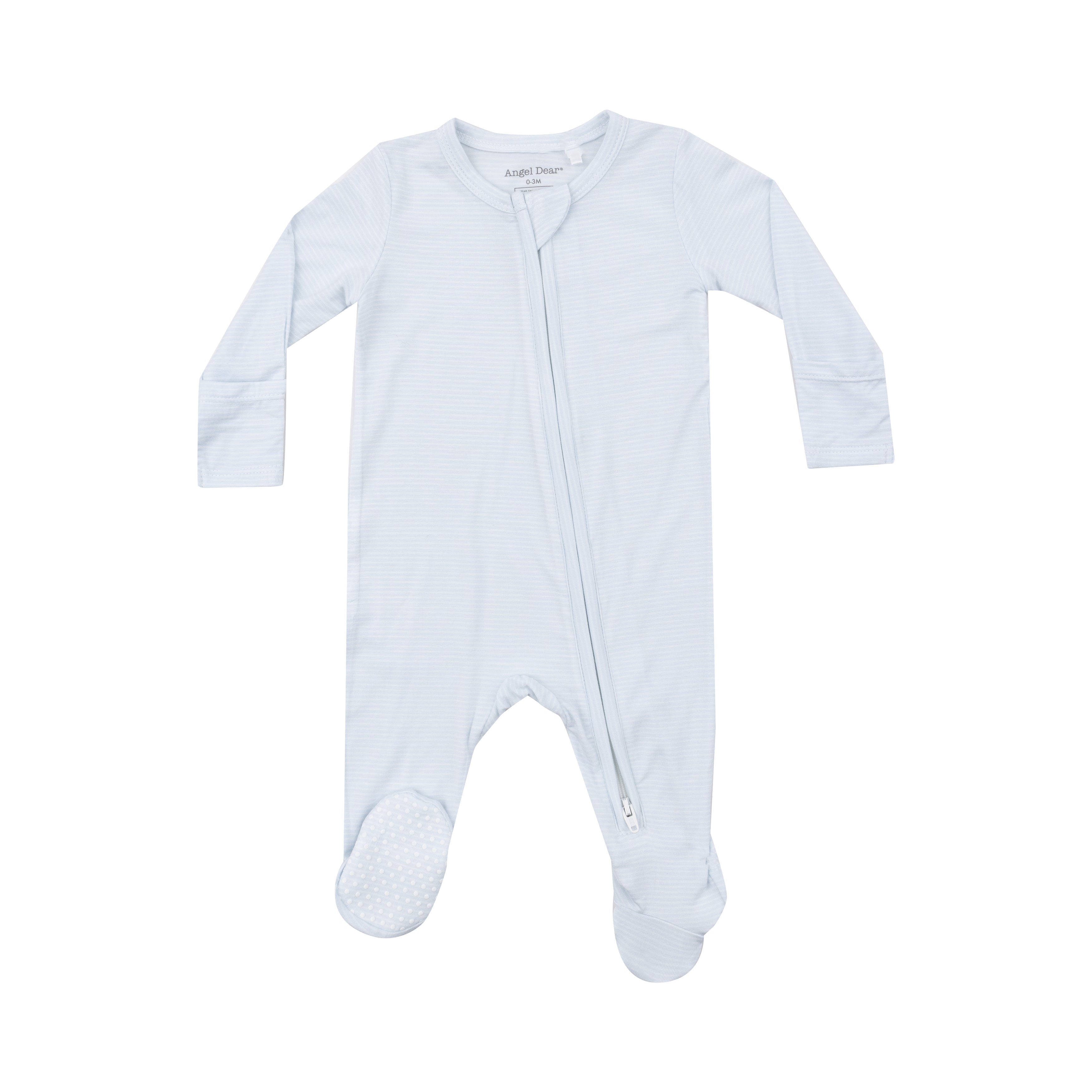 2 Way Zipper Footie - Light Blue Stripe