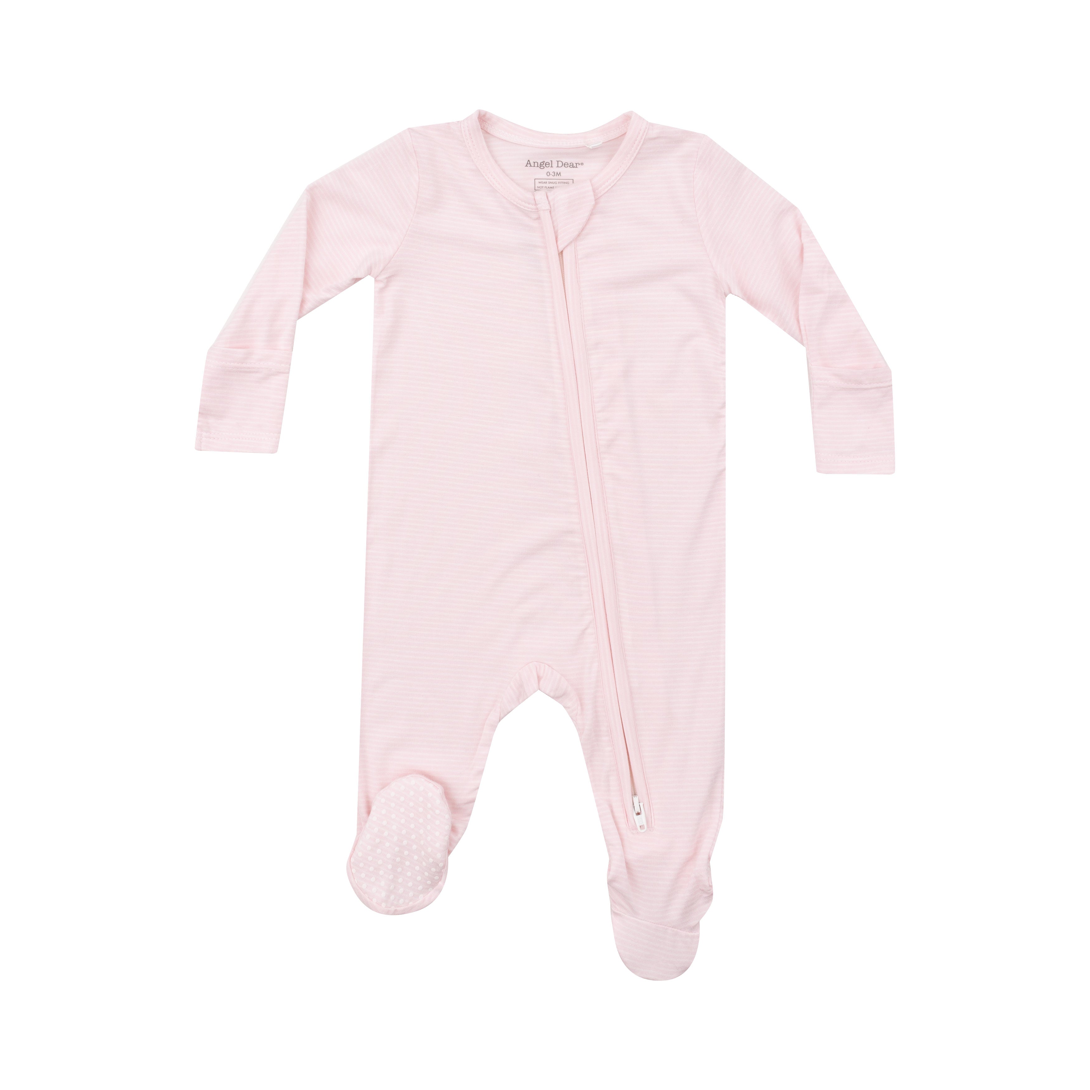 2 Way Zipper Footie - Light Pink Stripe