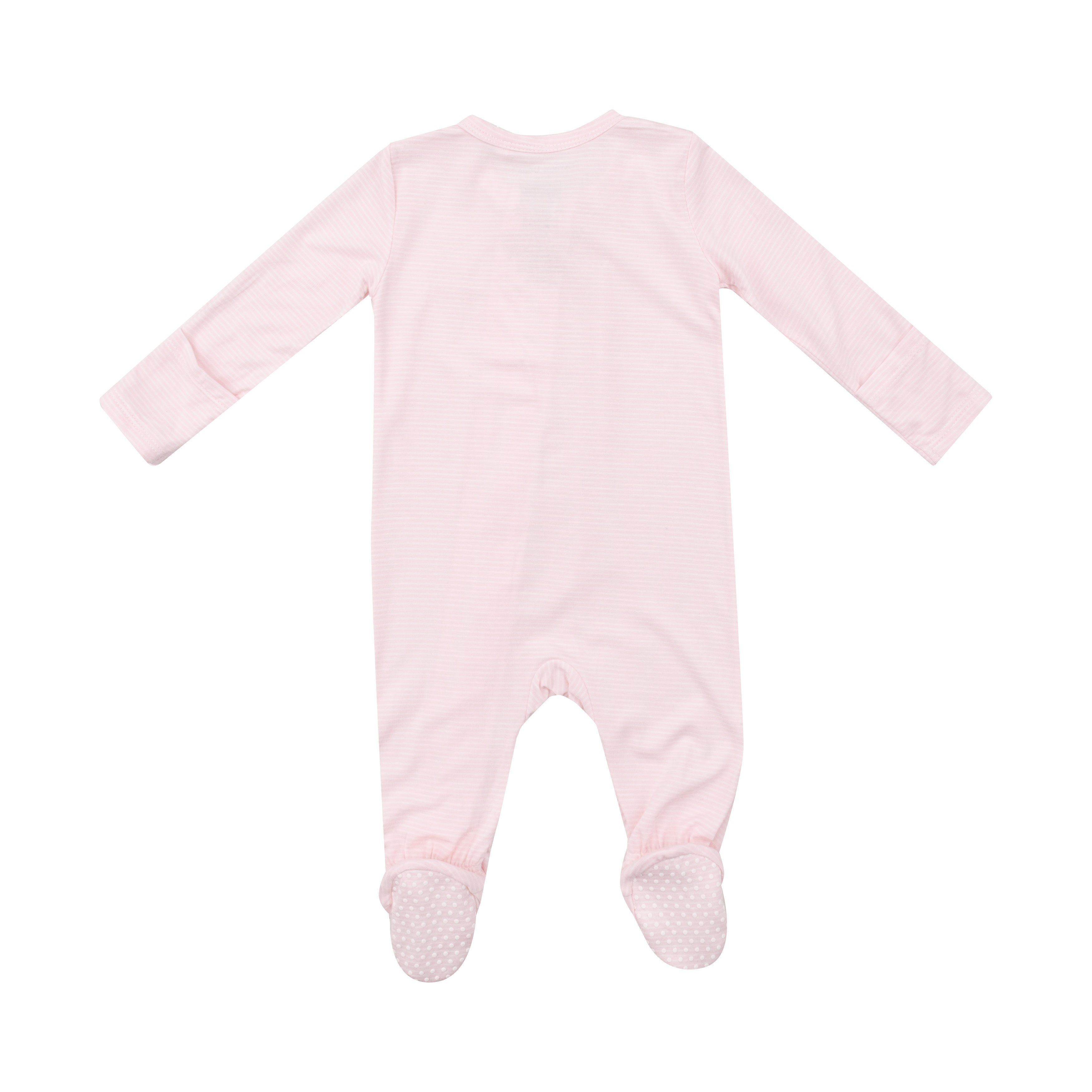 2 Way Zipper Footie - Light Pink Stripe