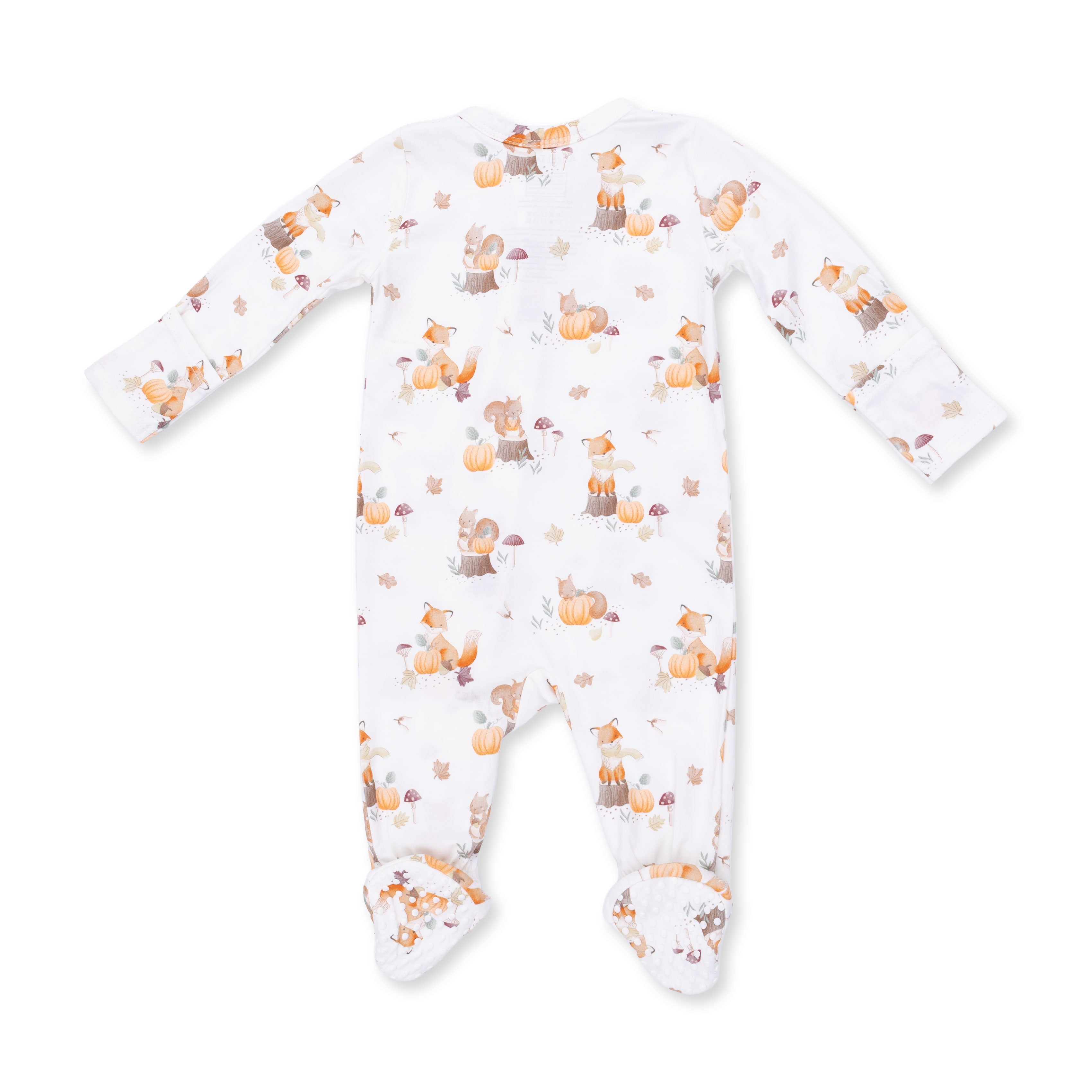 Woodland Animals With Pumpkins - 2 Way Zipper Footie