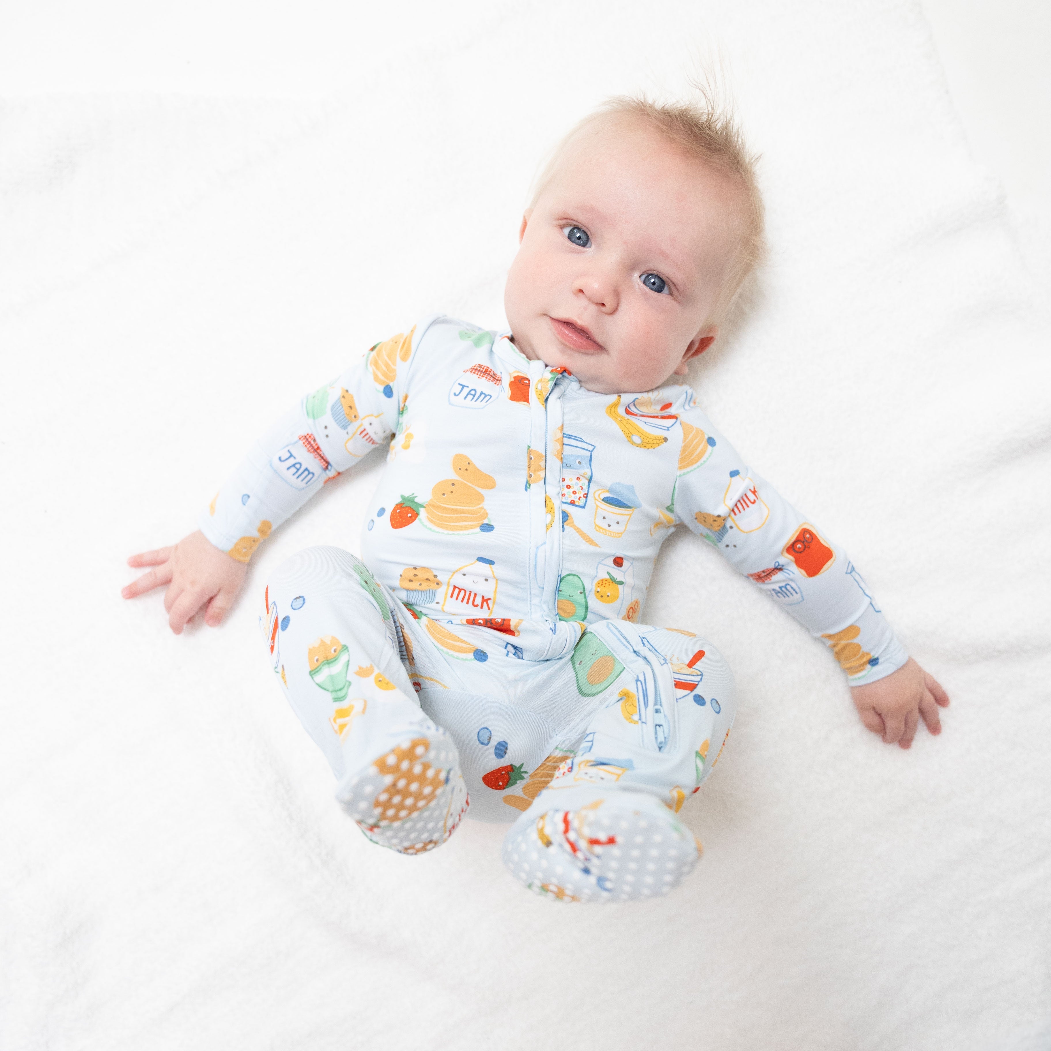 Breakfast Club Blue - 2 Way Zipper Footie