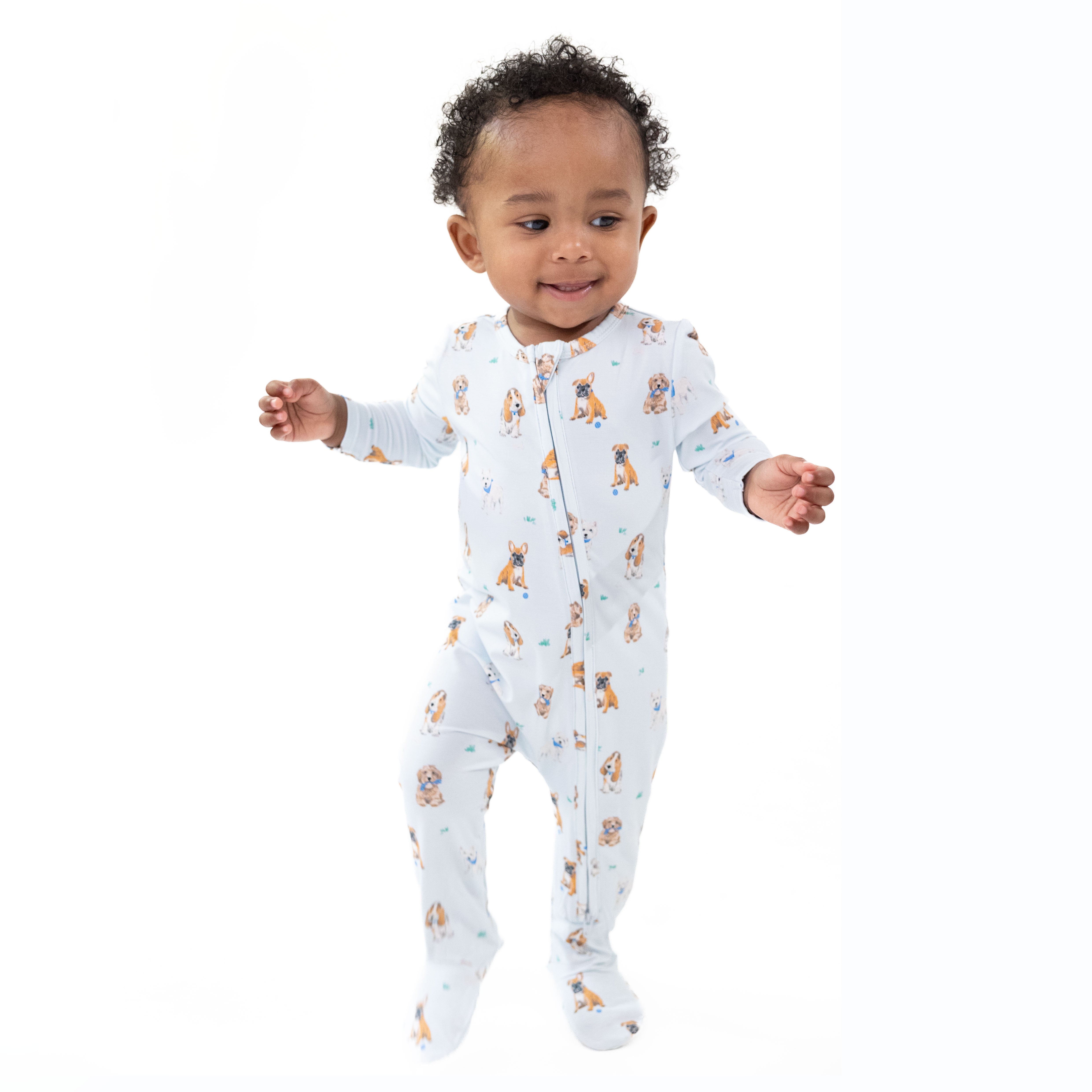 Bestie Dogs Blue - 2 Way Zipper Footie