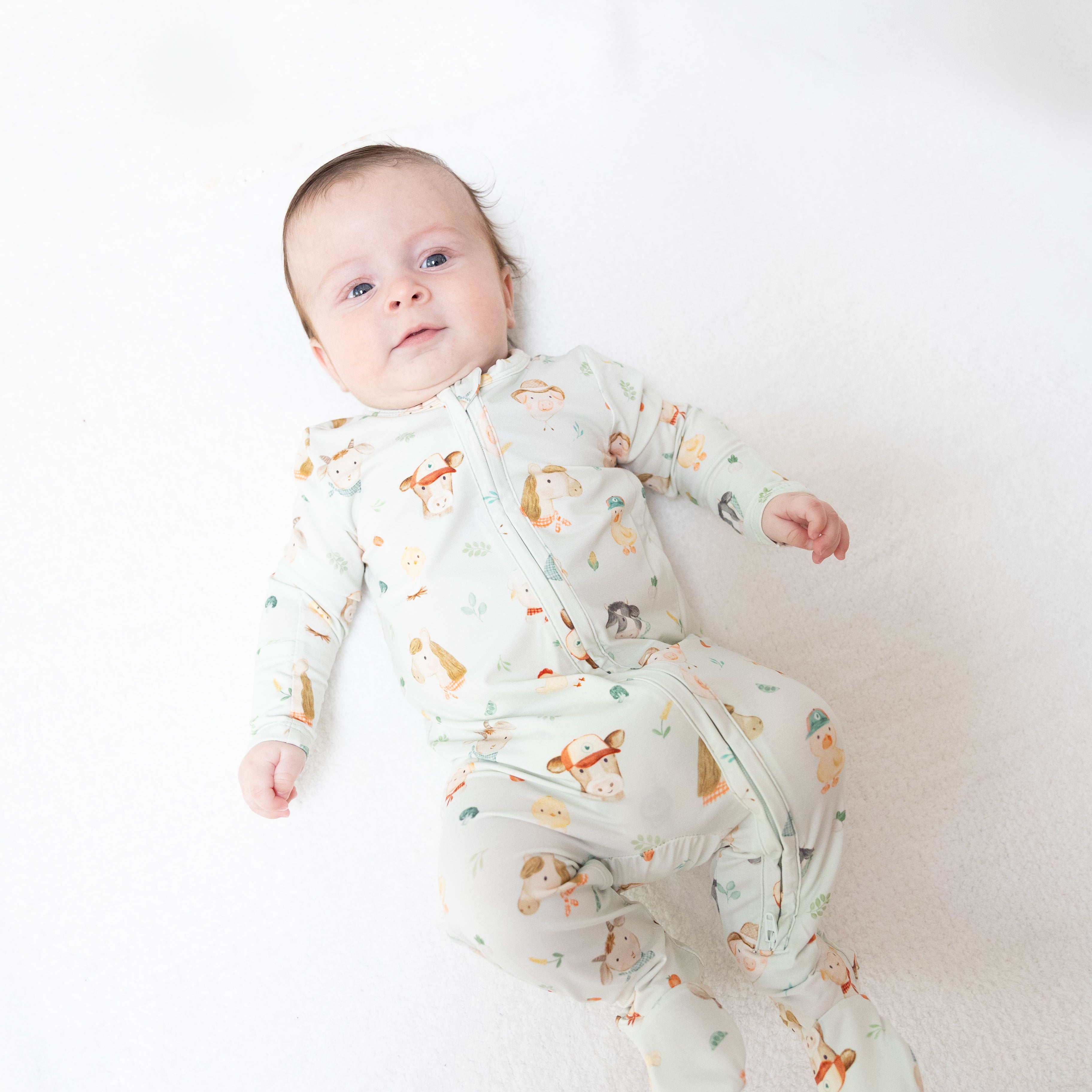 Baby Farm Faces - 2 Way Zipper Footie