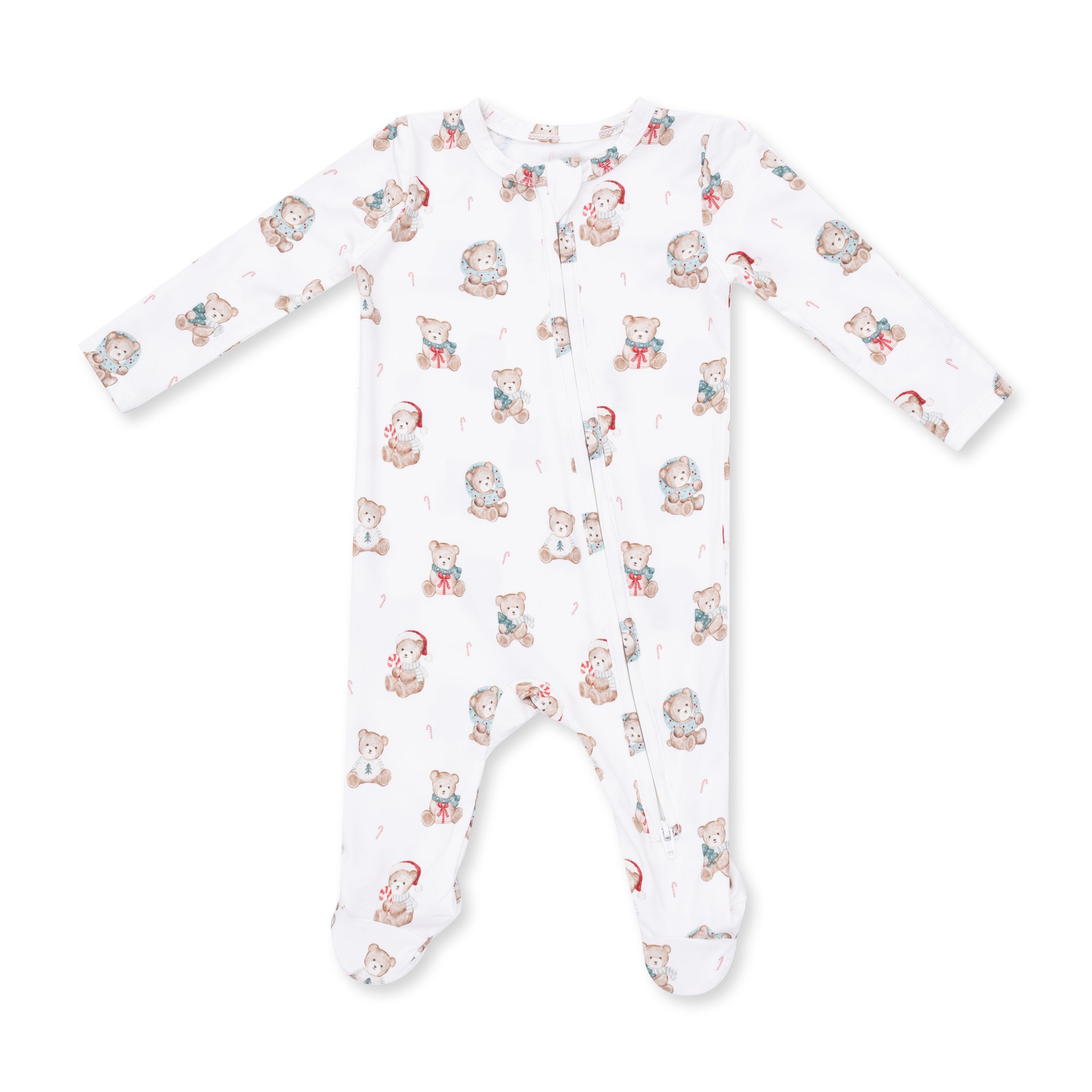 Christmas Teddy Bears Uni - 2 Way Zipper Footie