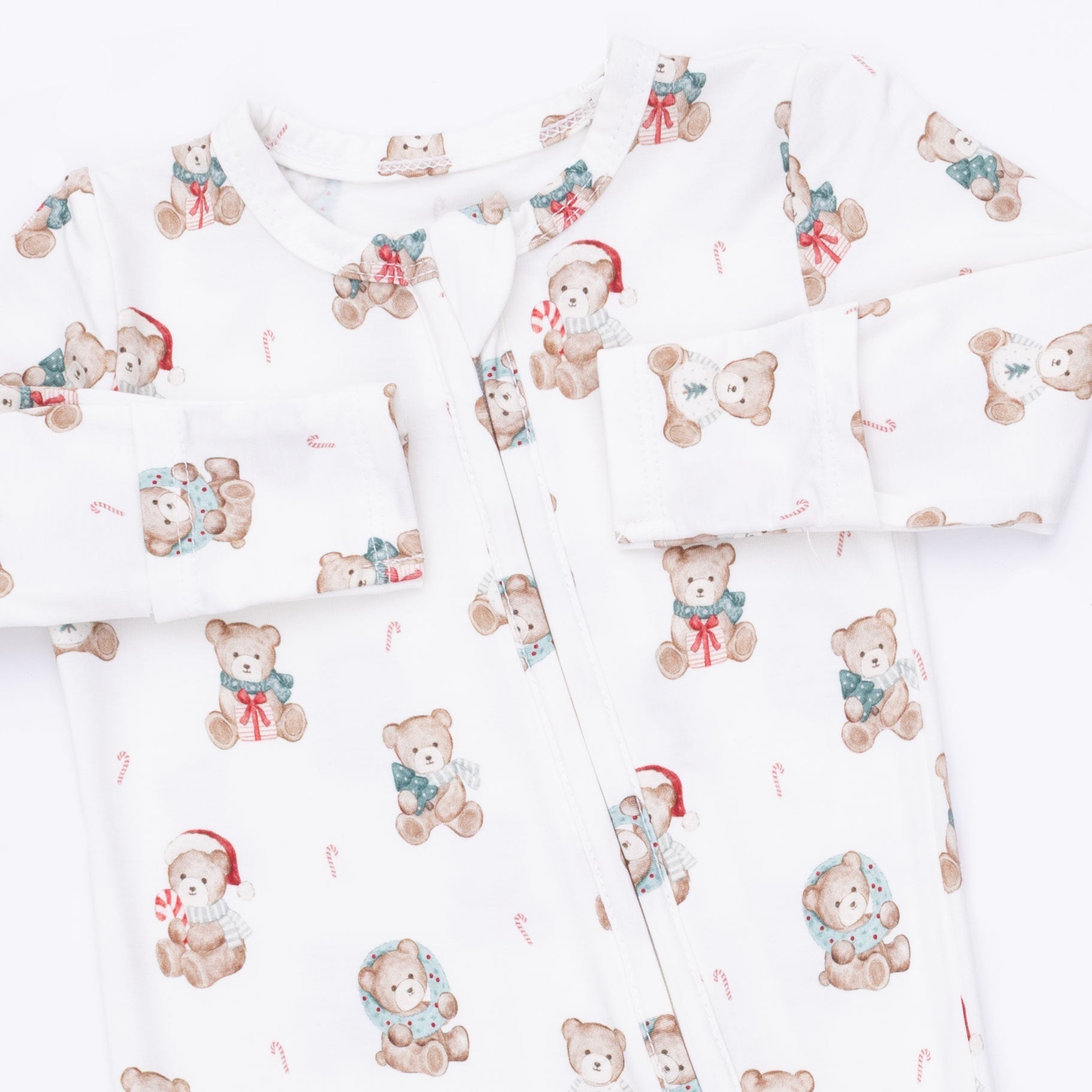 Christmas Teddy Bears Uni - 2 Way Zipper Footie