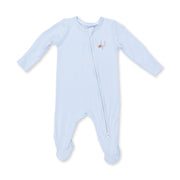 Football Blue Micro Stripe - 2 Way Zipper Footie