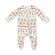 Gingerbread Fair Isle Uni - 2 Way Zipper Footie