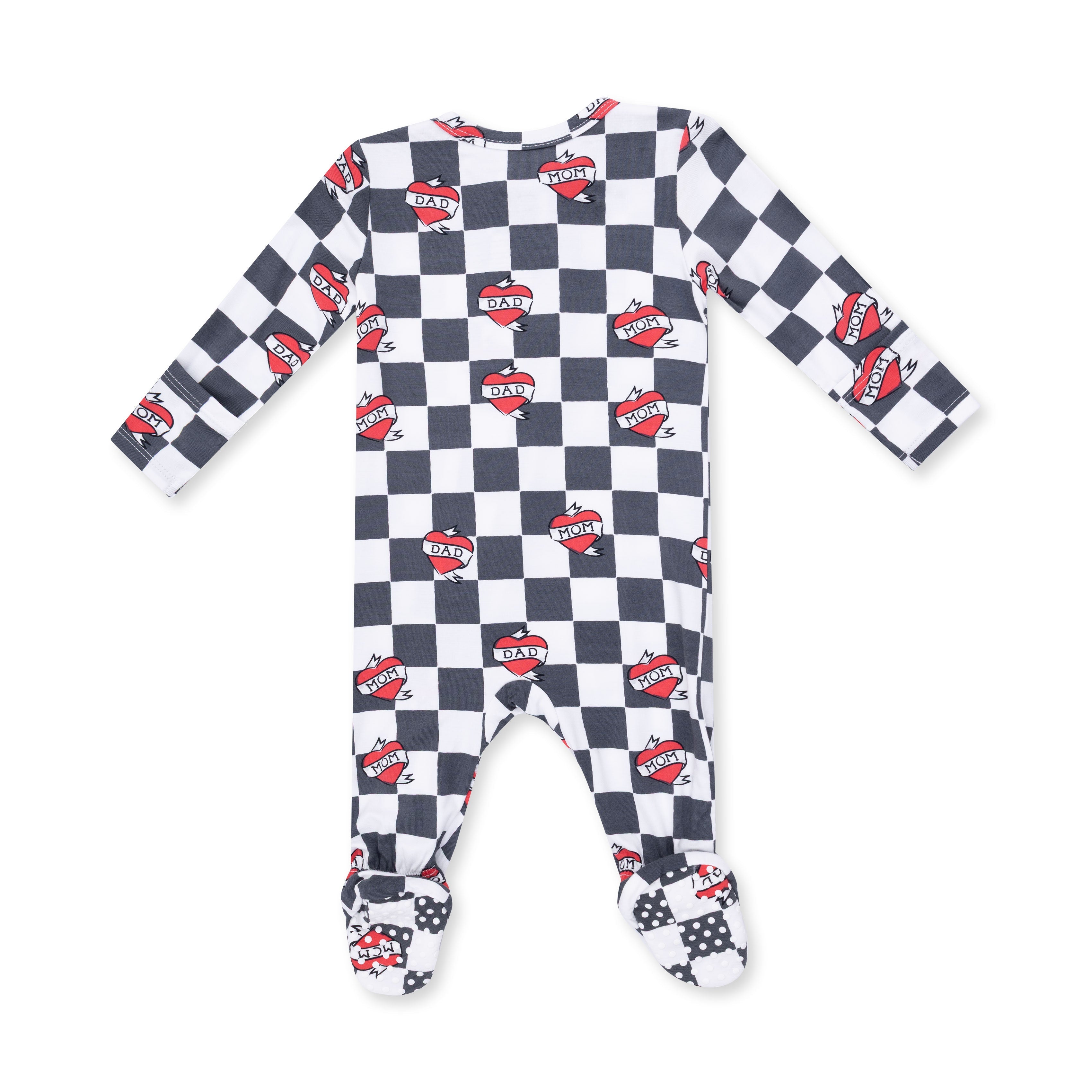 Heart Tattoo Check Black - 2 Way Zipper Footie