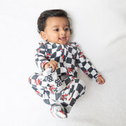 Heart Tattoo Check Black - 2 Way Zipper Footie