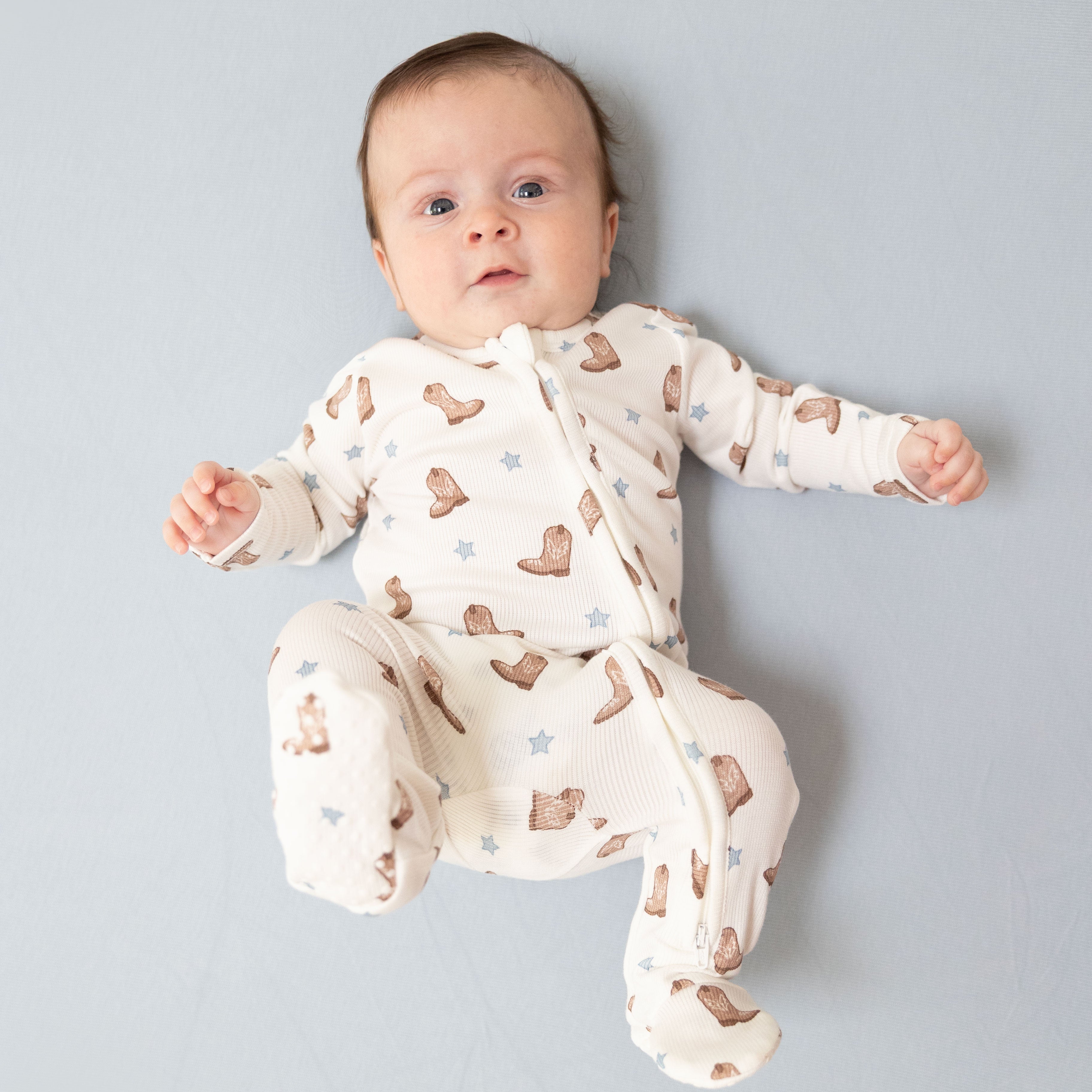 Mini Cowboy Boots - 2 Way Zipper Footie