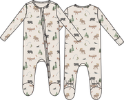 Northern Woodland Animals - 2 Way Zipper Footie