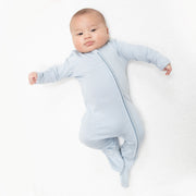 Solid Sheer Blue Rib - 2 Way Zipper Footie
