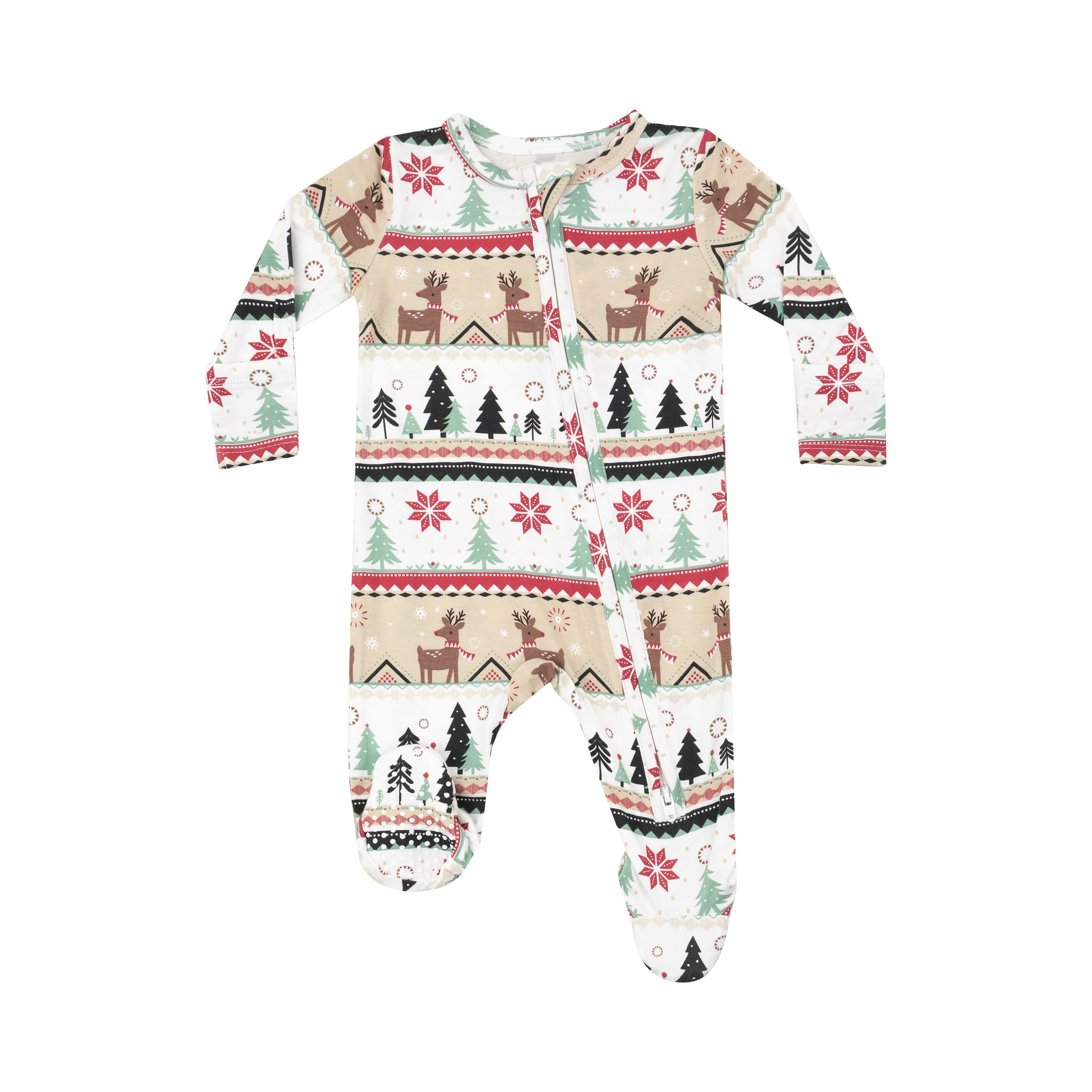 2 Way Zipper Footie - Reindeer Fair Isle