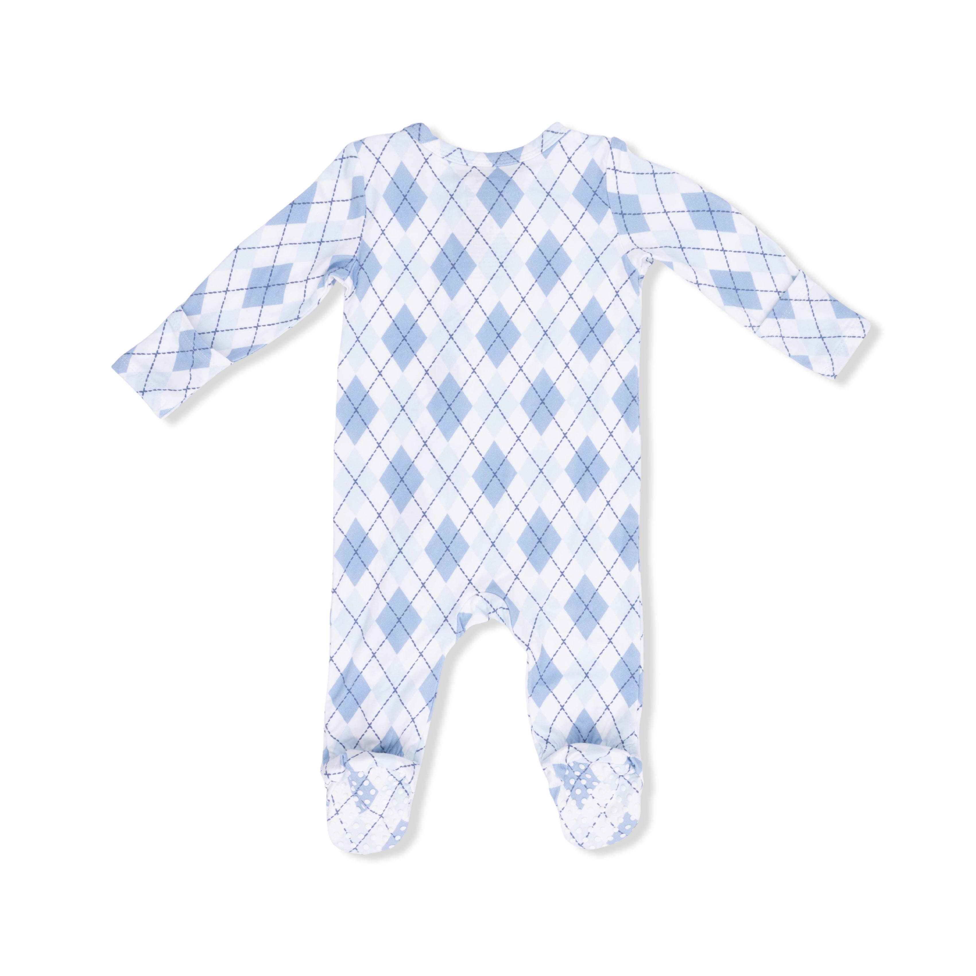 Blue Argyle - 2 Way Zipper Footie