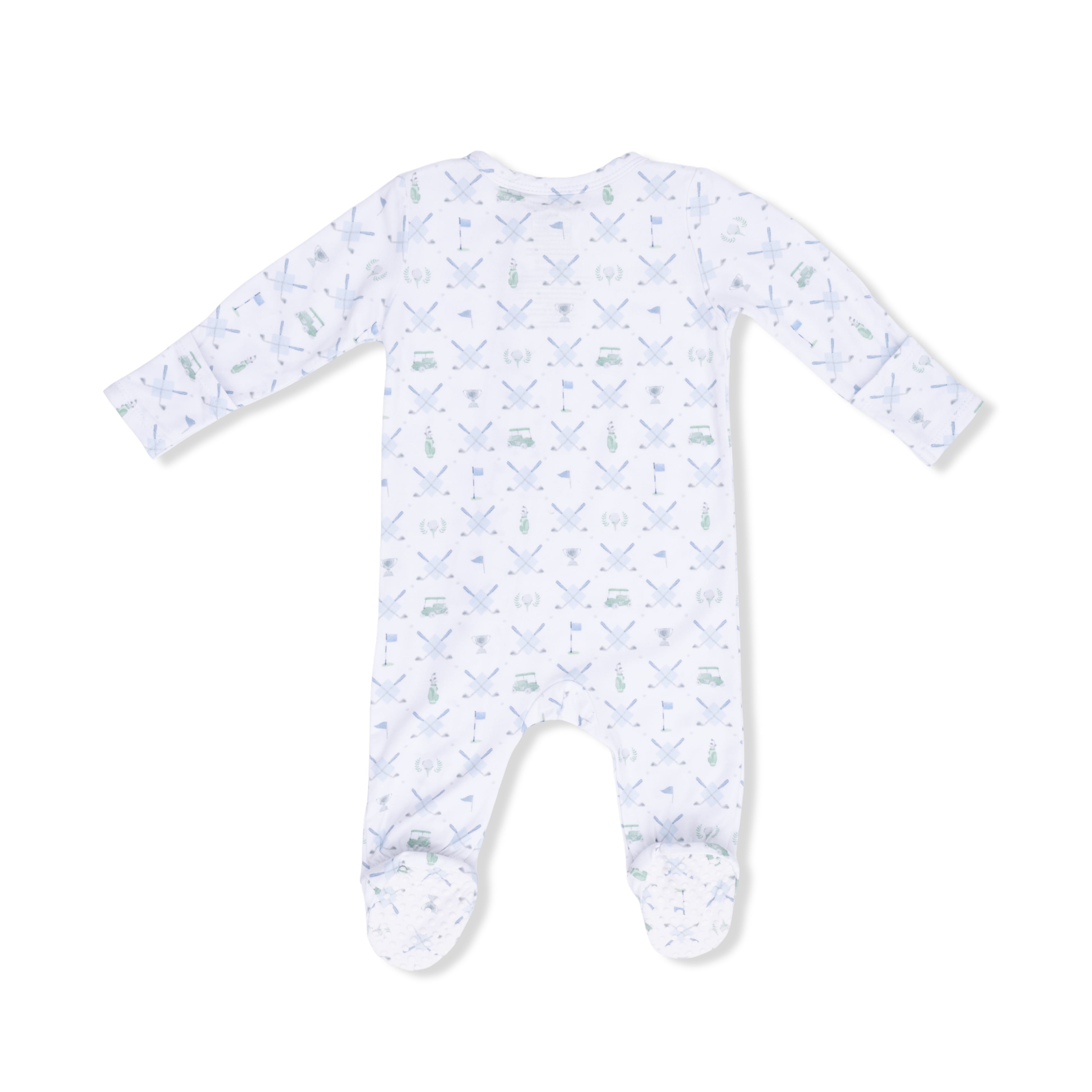 Golf Trellis Blue - 2 Way Zipper Footie & Swaddle Blanket