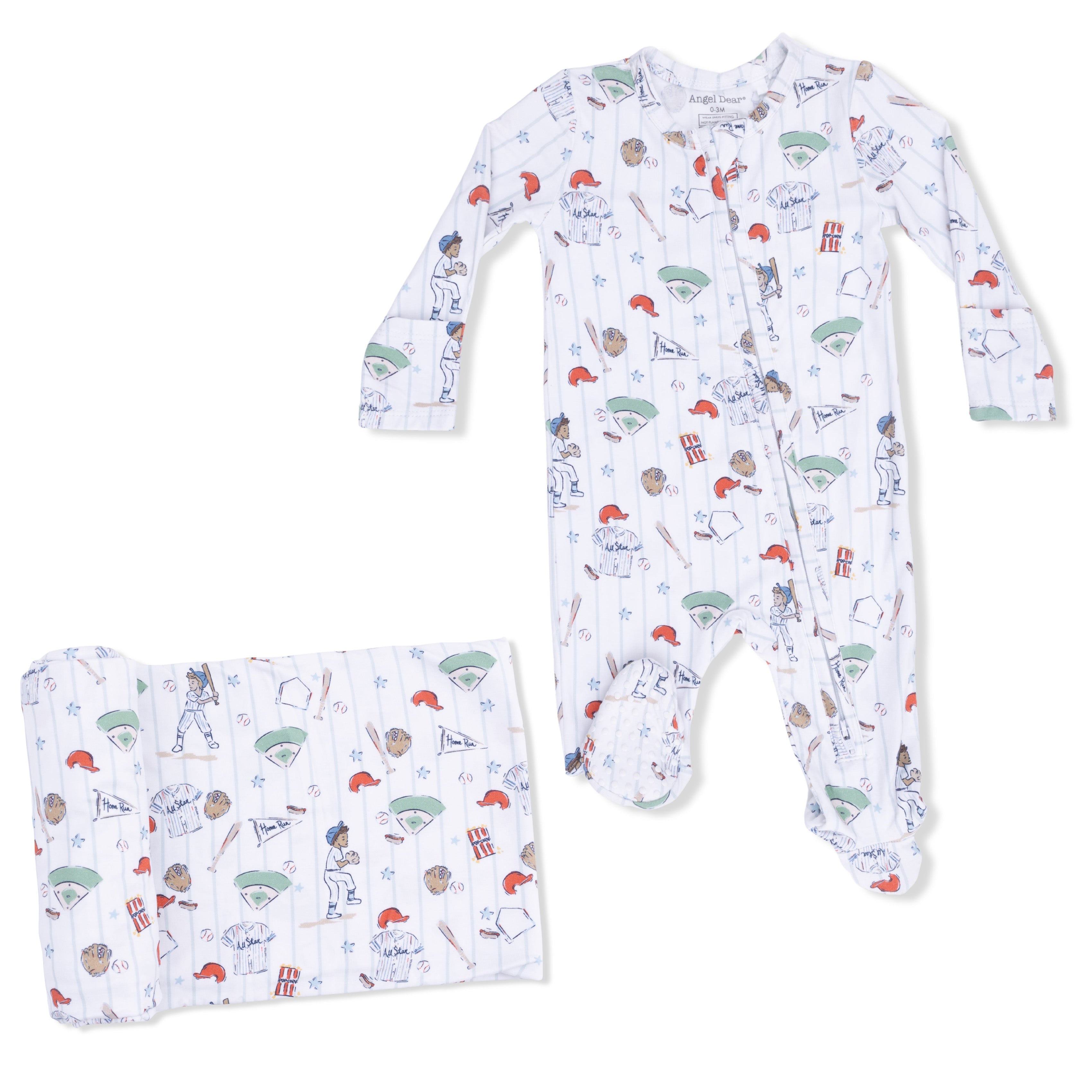 Home Run Baseball - 2 Way Zipper Footie & Swaddle