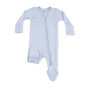 Solid Niagara Mist Rib - 2 Way Zipper Footie