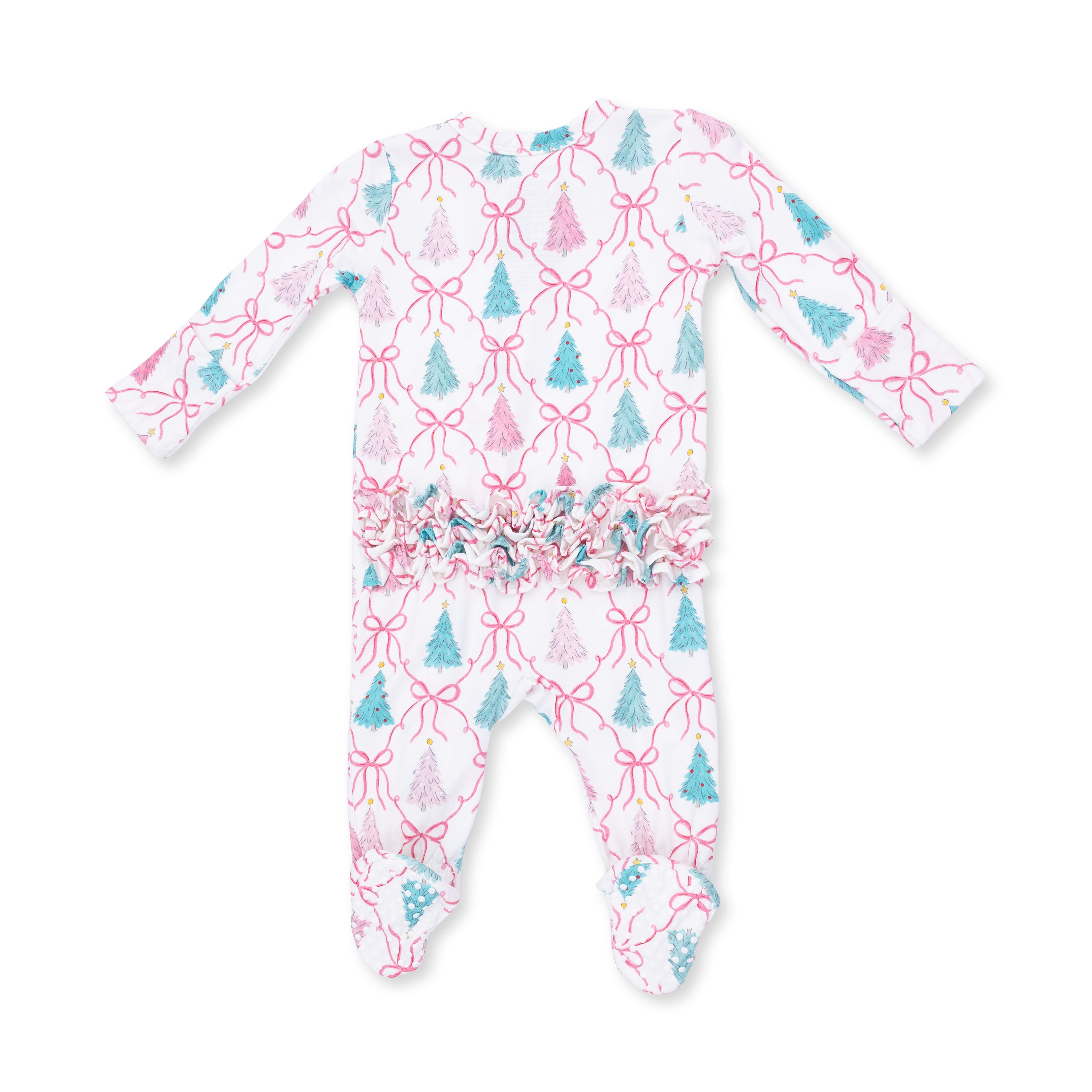 Bow Trellis Tree - 2 Way Ruffle Back Zipper Footie