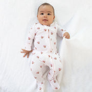 Mini Football Hearts - 2 Way Ruffle Back Zipper Footie