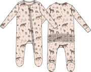 Pretty Equestrian - 2 Way Ruffle Back Zipper Footie