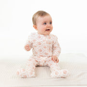 Rose Bow Lattice - 2 Way Ruffle Back Zipper Footie