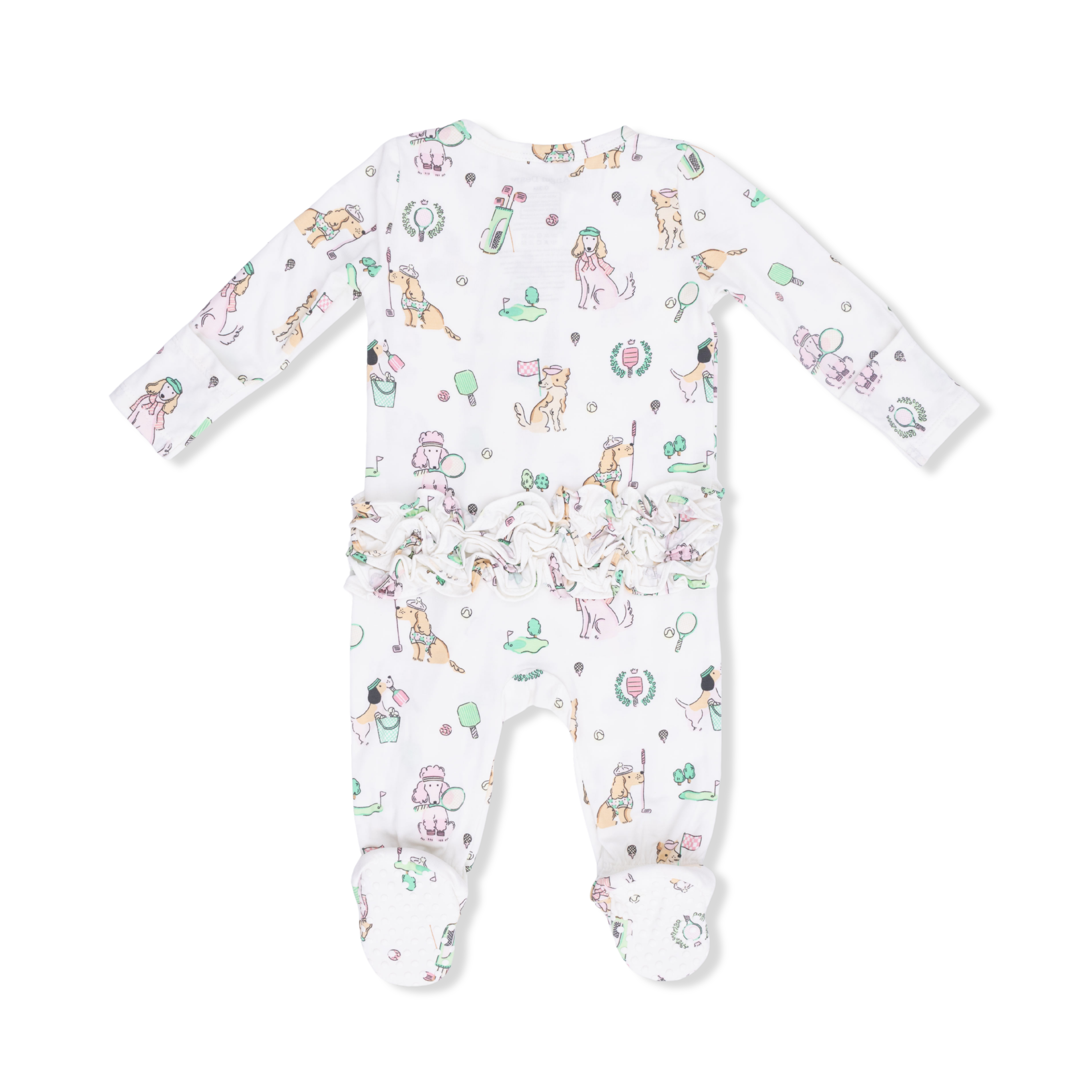 Country Club Dogs Pink - 2 Way Ruffle Back Zipper Footie