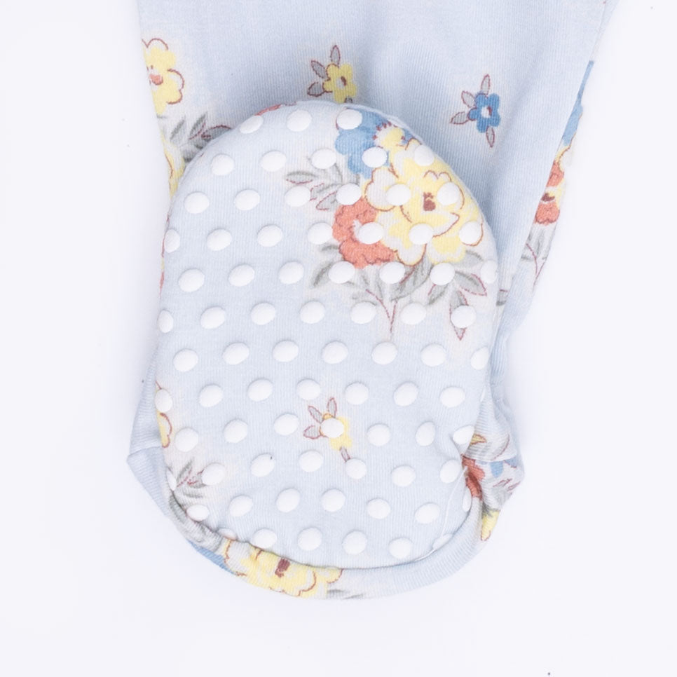 Country Stitch Floral  - 2 Way Ruffle Back Zipper Footie