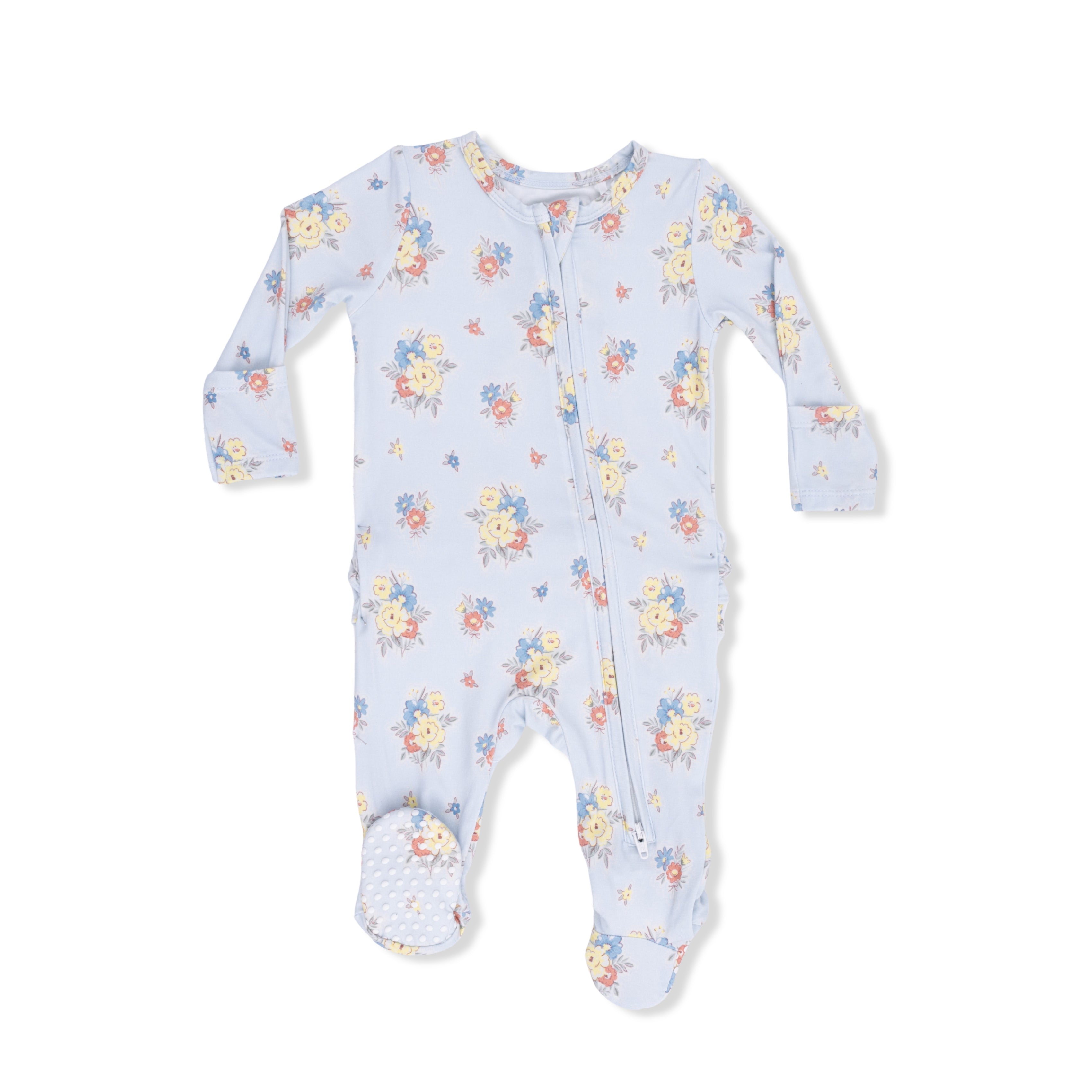 Country Stitch Floral  - 2 Way Ruffle Back Zipper Footie