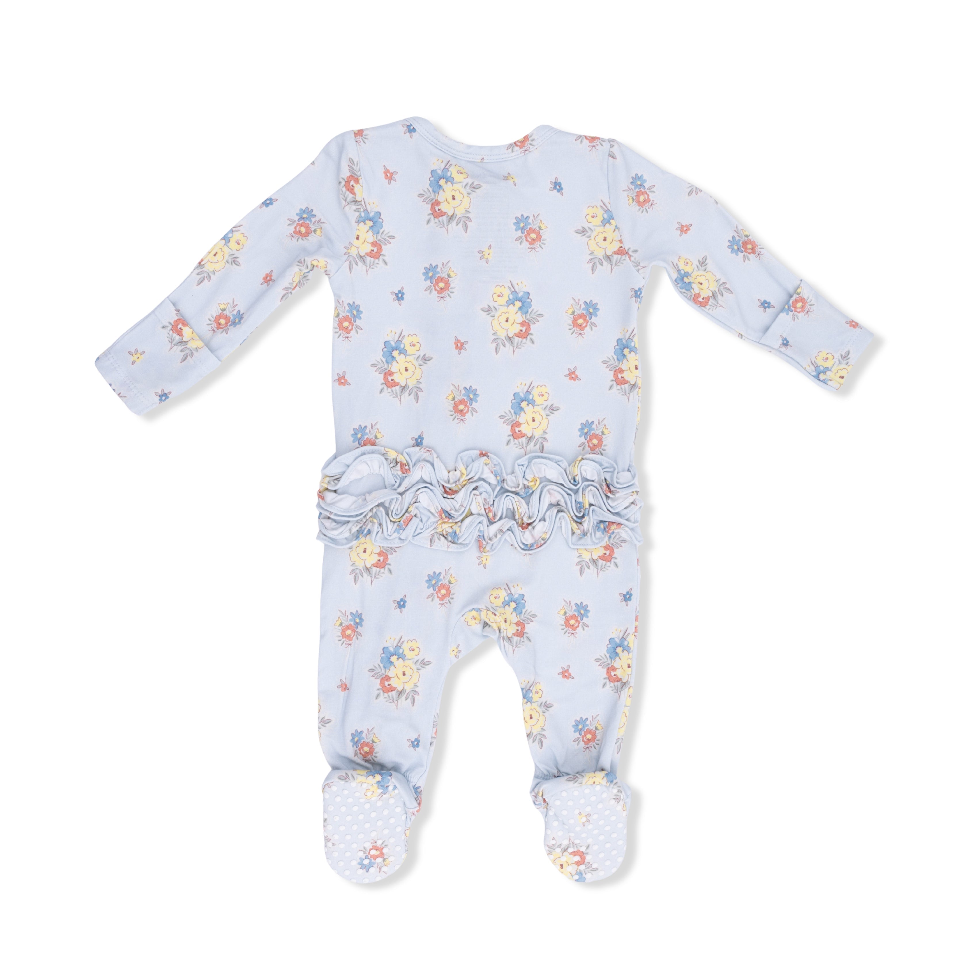 Country Stitch Floral  - 2 Way Ruffle Back Zipper Footie