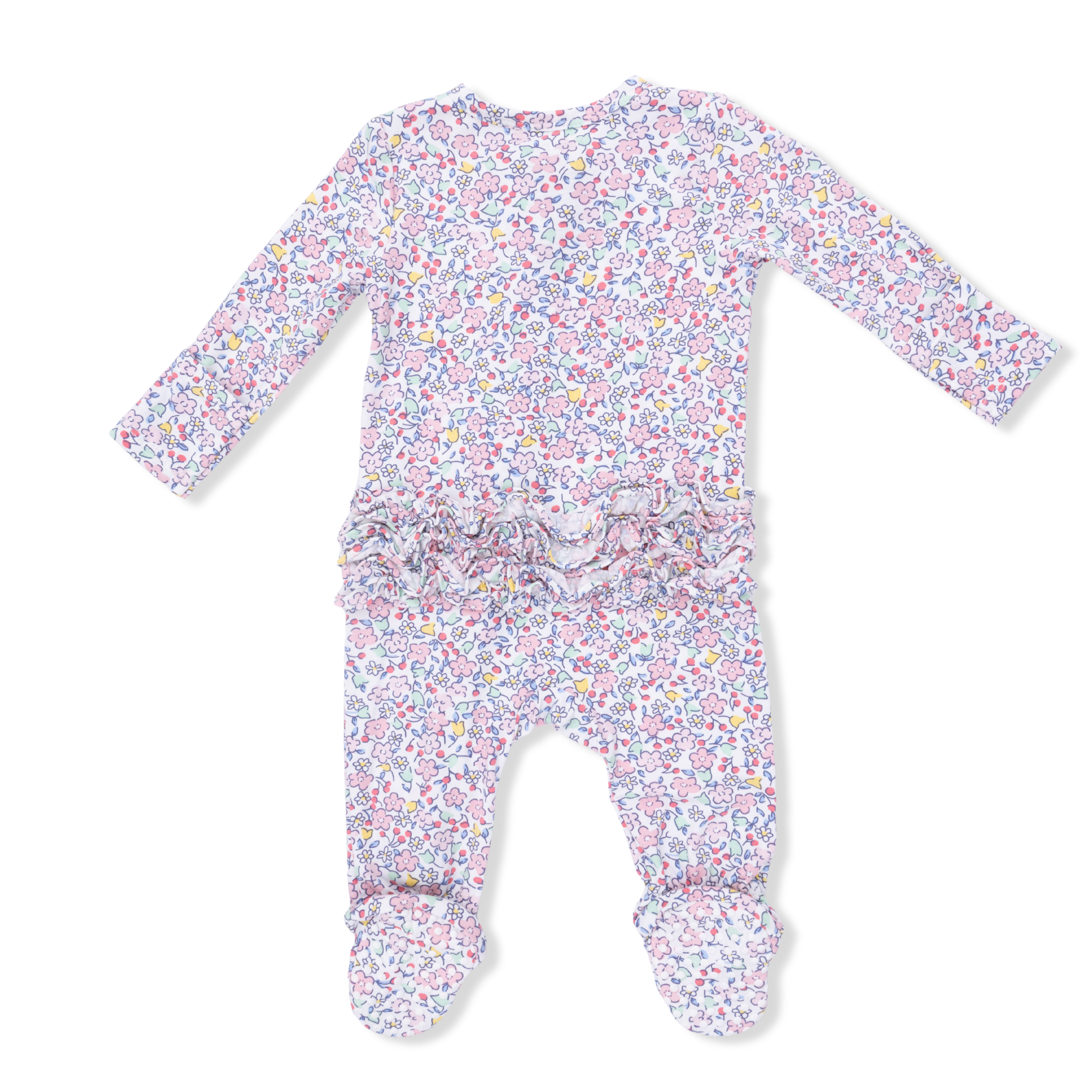 Elizabeth's Garden -2 Way Ruffle Back Zipper Footie & Swaddle Blanket Set