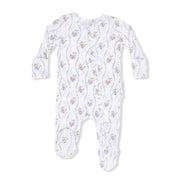 Heirloom Rose Stripe - 2 Way Ruffle Back Zipper Footie