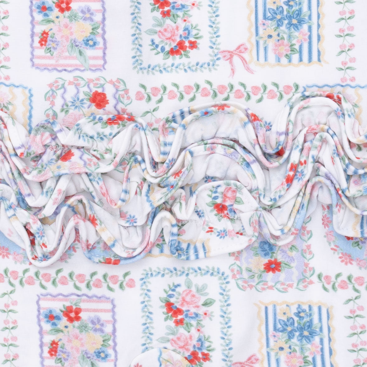 Julep's Floral Patchwork - 2 Way Ruffle Back Zipper Footie