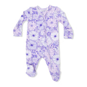 Lacy Lavender Floral - 2 Way Ruffle Back Zipper Footie