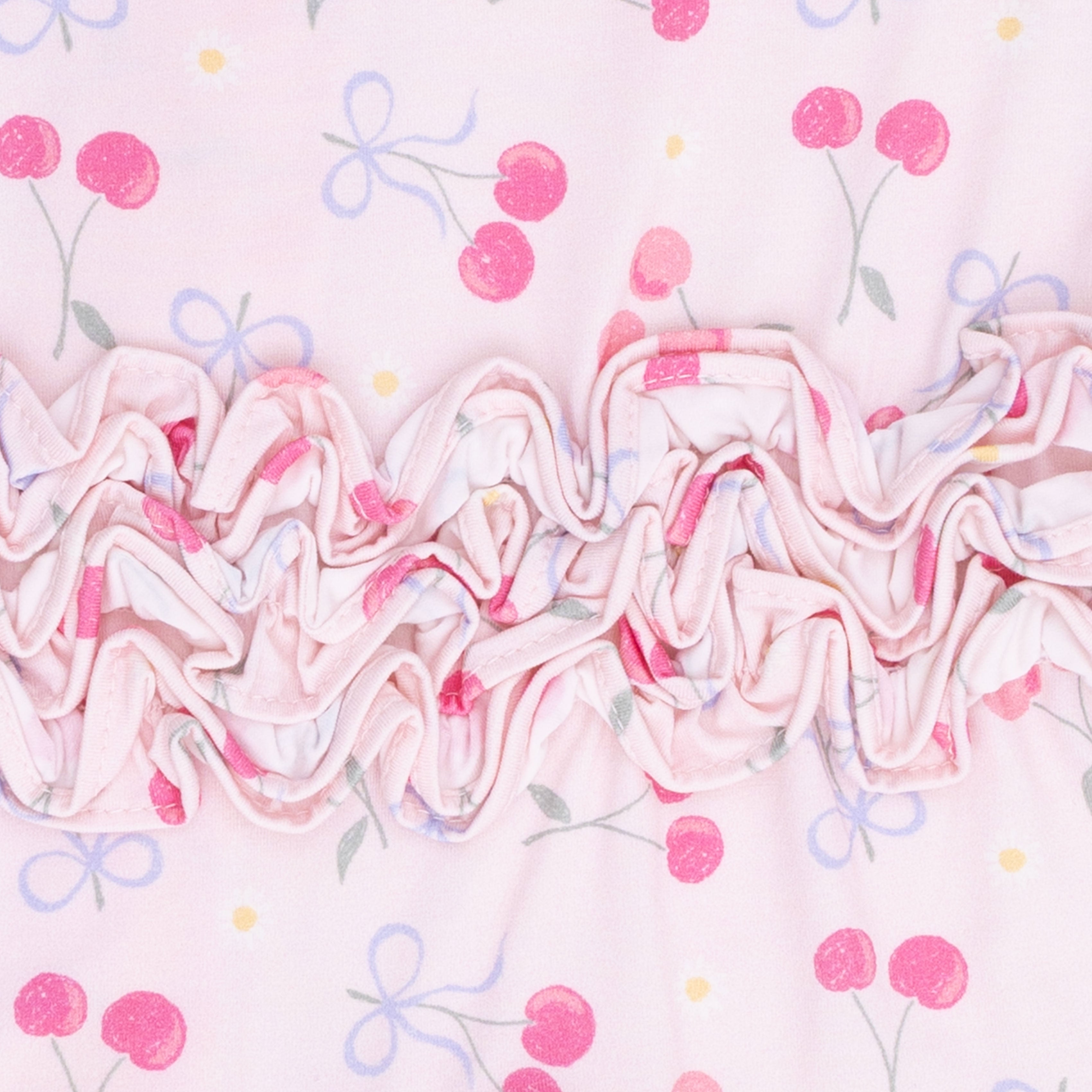 Sweet Bow Cherries - 2 Way Ruffle Back Zipper Footie