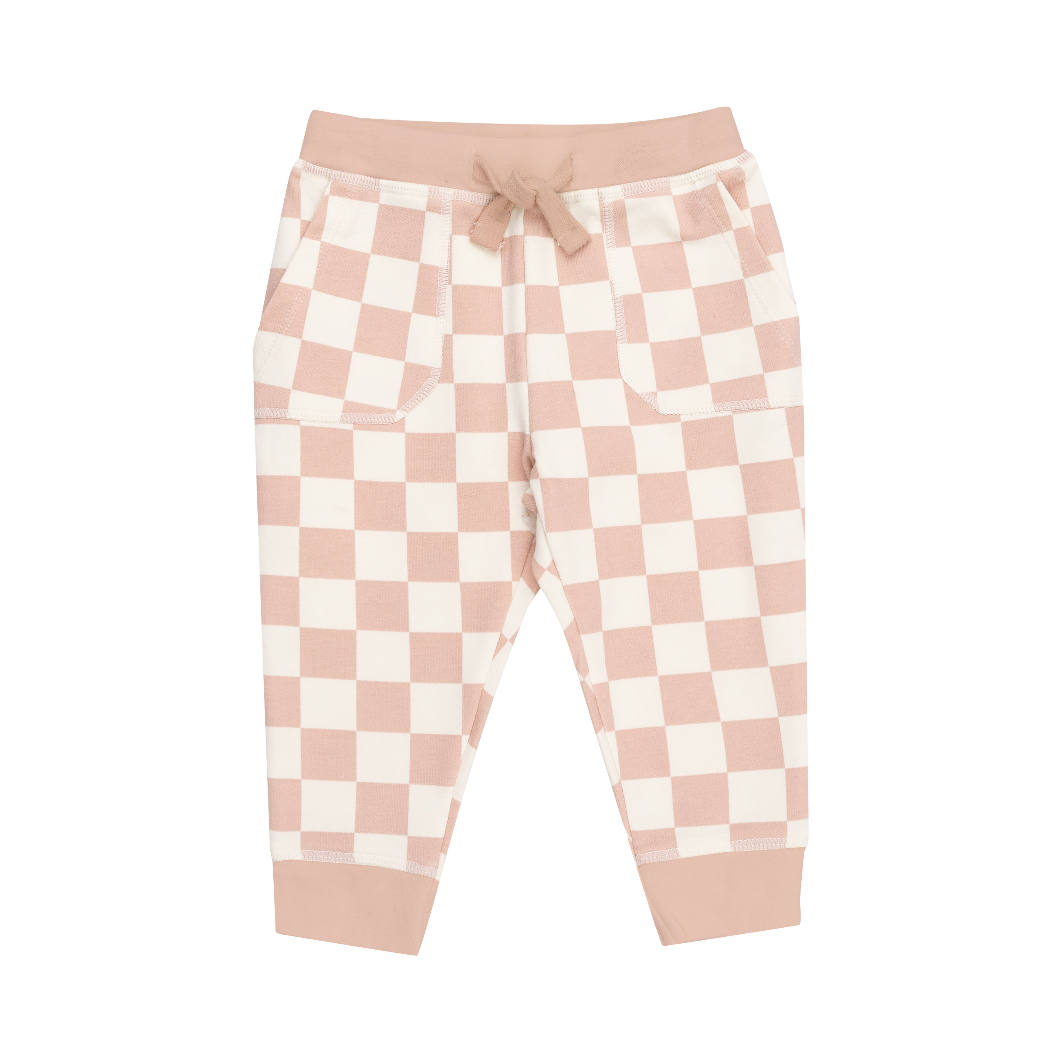 Hoodie And Jogger - French Terry Checkerboard Pink