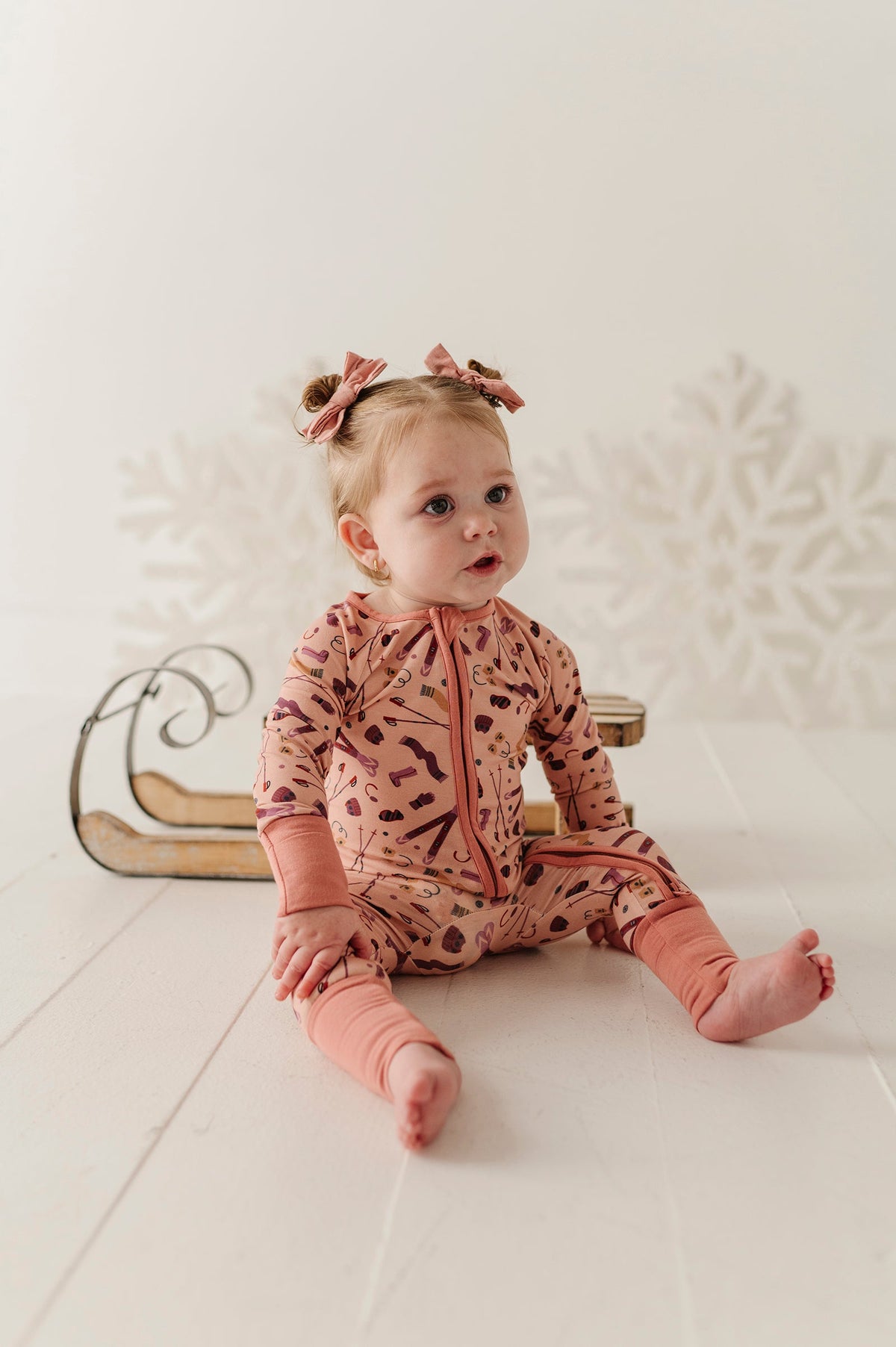 Baby Girl Long Sleeve Zip Romper In Girls Ski