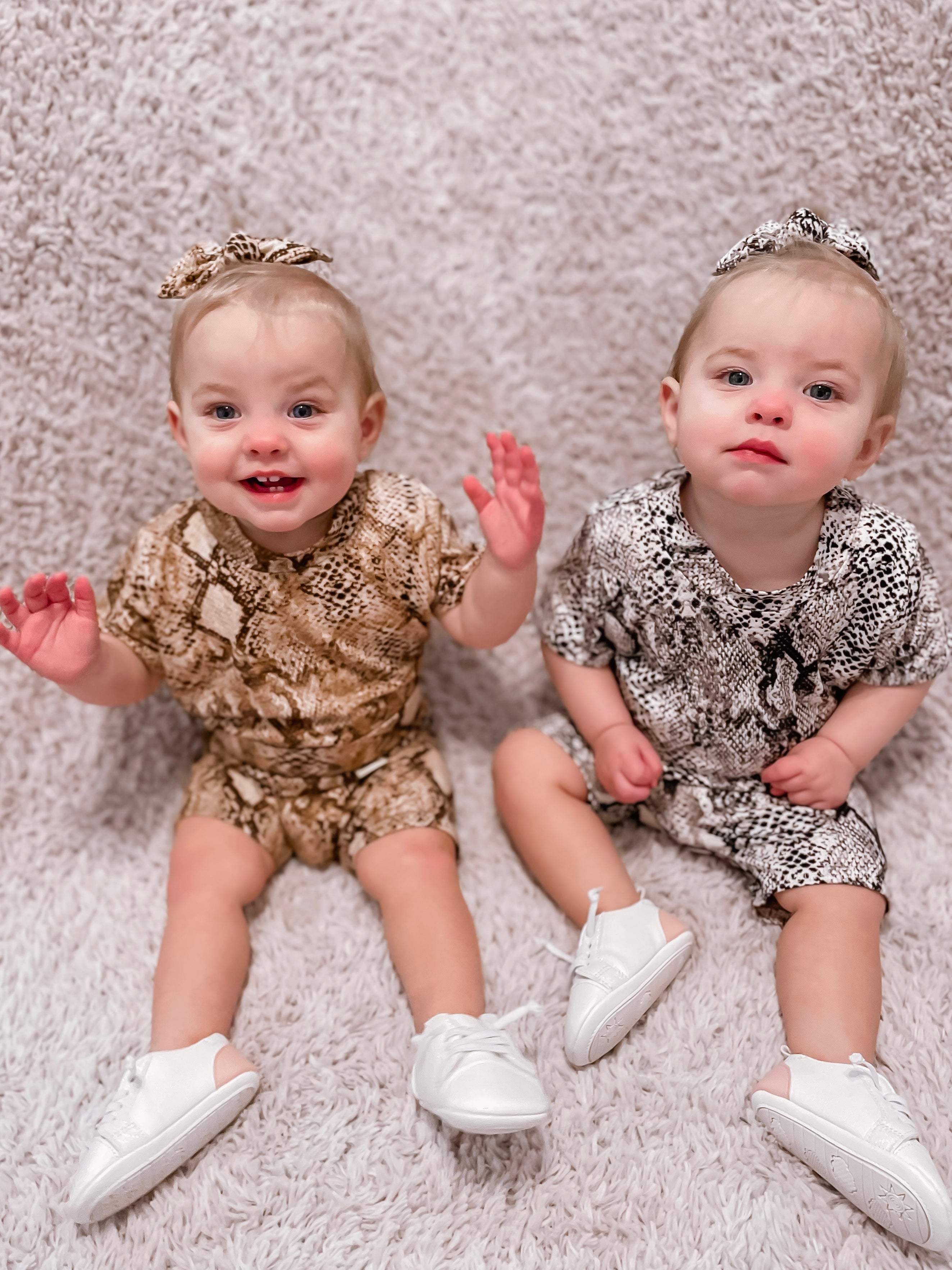 Tan Snake Print Biker Shorts Lounge Set